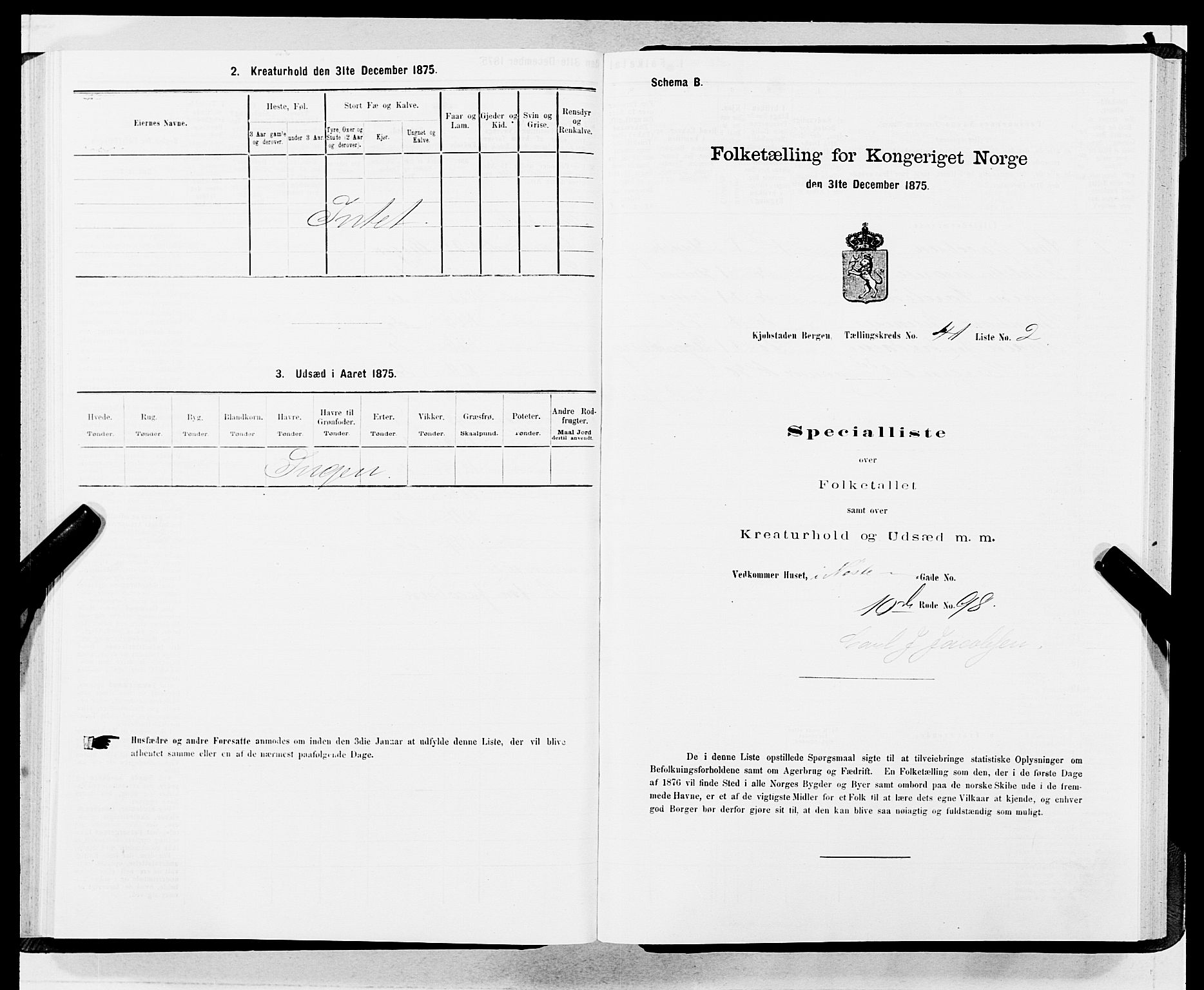 SAB, 1875 census for 1301 Bergen, 1875, p. 2126