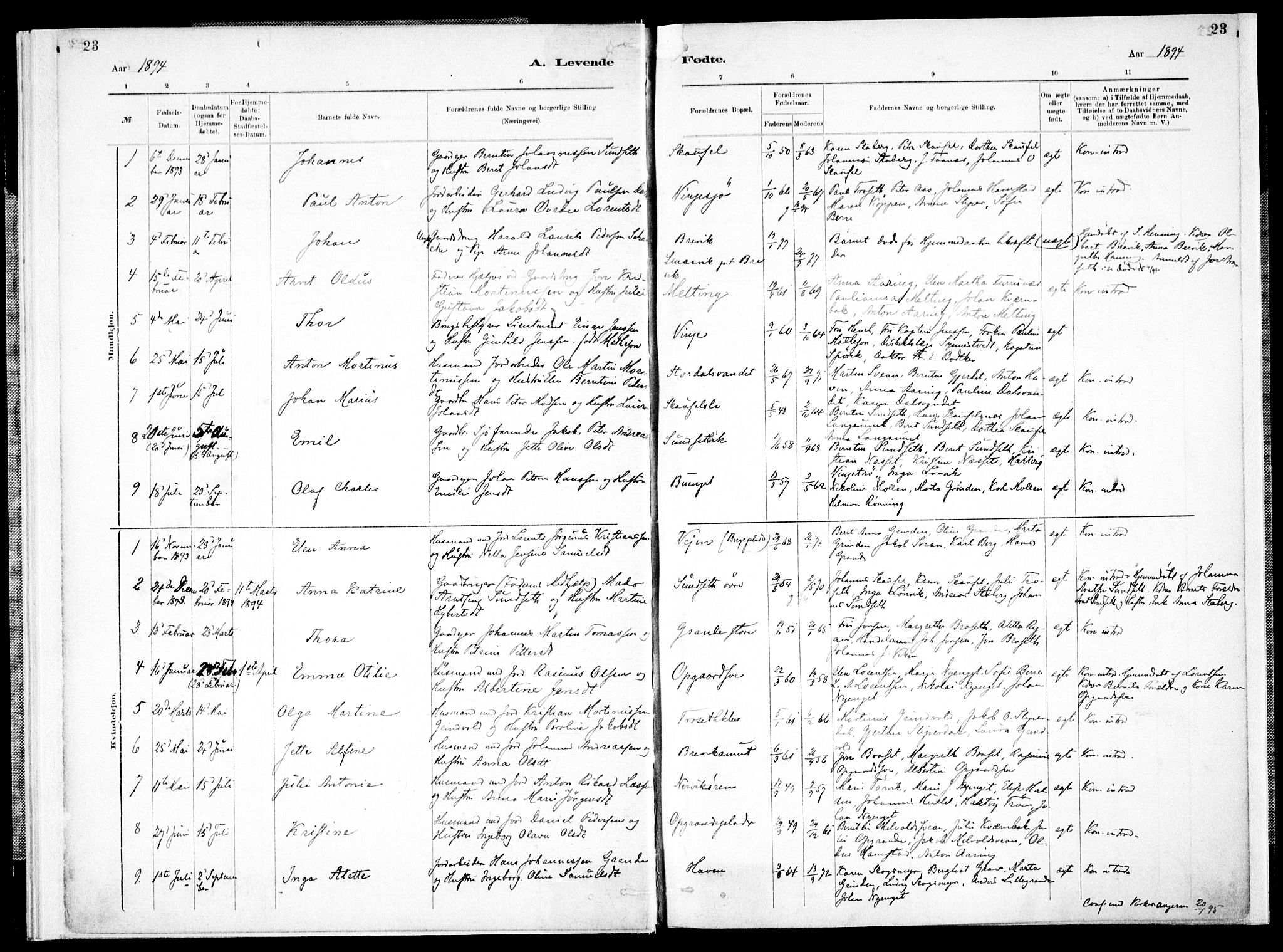 Ministerialprotokoller, klokkerbøker og fødselsregistre - Nord-Trøndelag, SAT/A-1458/733/L0325: Parish register (official) no. 733A04, 1884-1908, p. 23