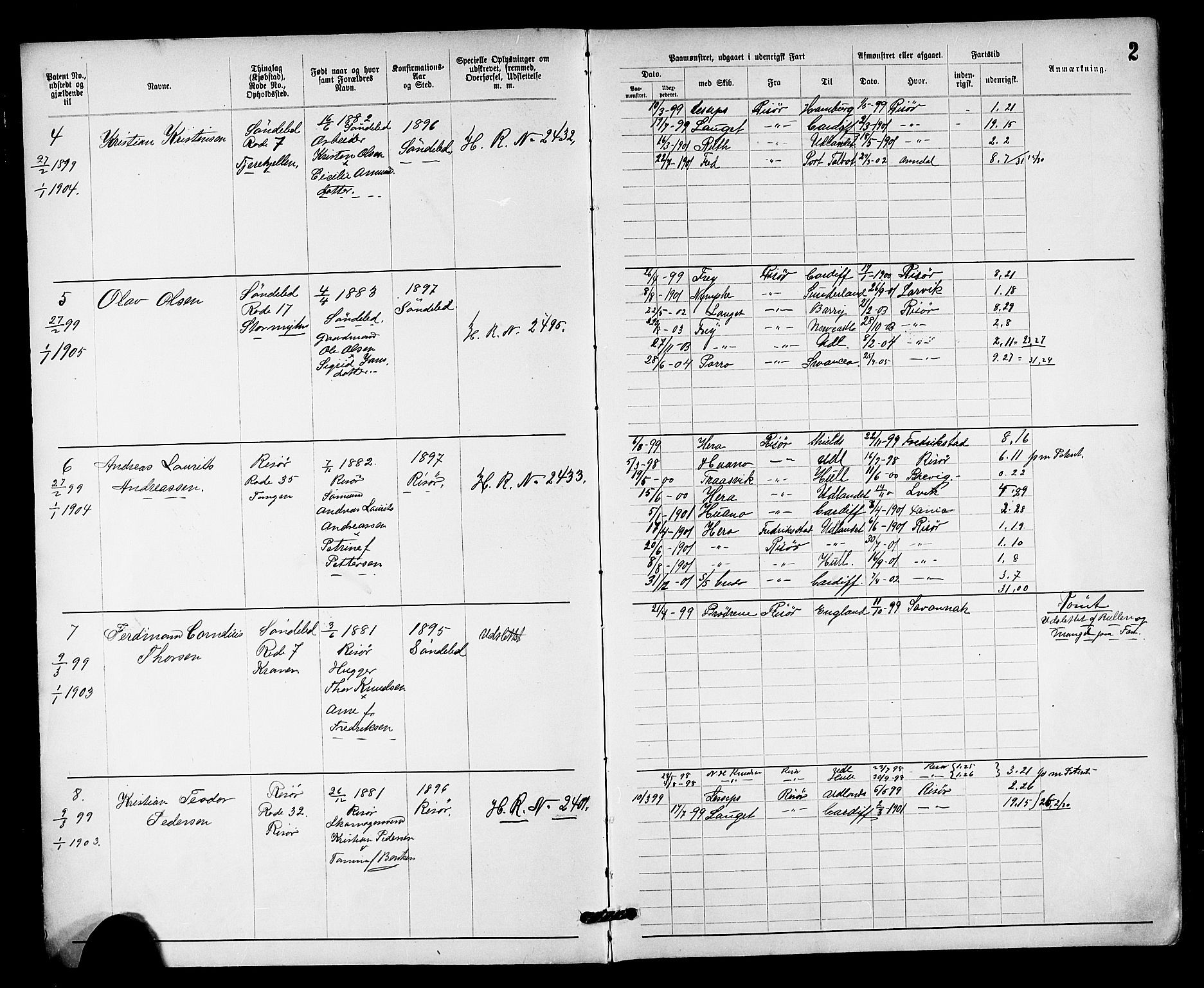 Risør mønstringskrets, SAK/2031-0010/F/Fa/L0004: Annotasjonsrulle nr 1914-1915 og nr 1-477, T-8, 1899-1911, p. 4