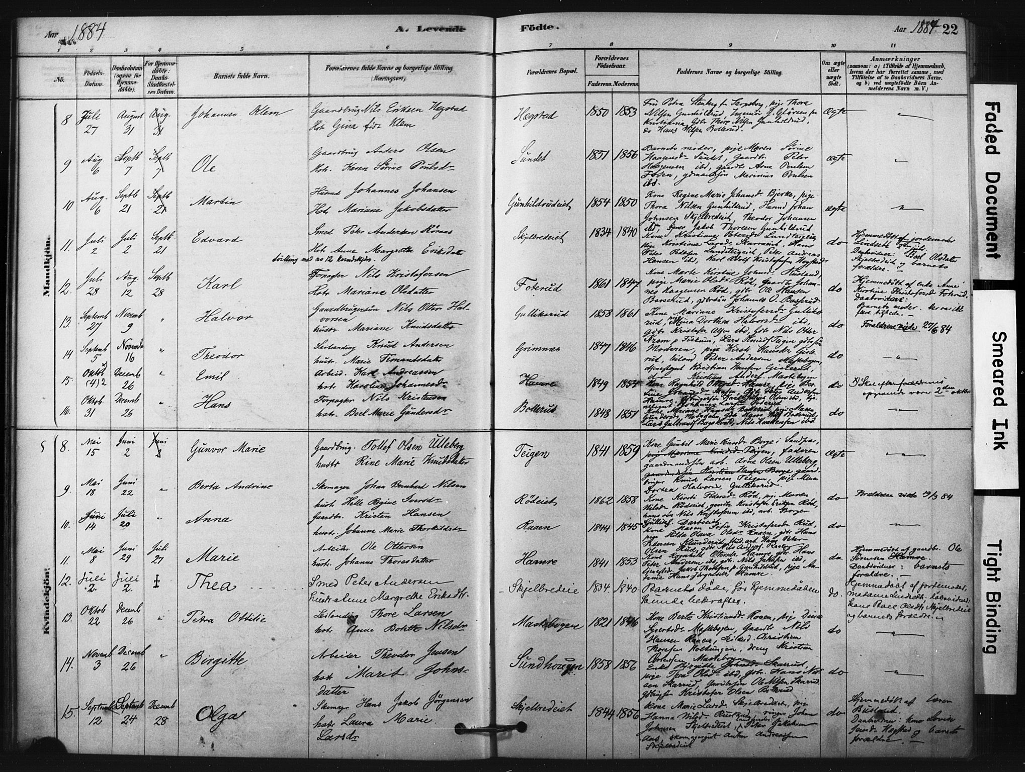 Fiskum kirkebøker, AV/SAKO-A-15/F/Fa/L0002: Parish register (official) no. 2, 1878-1890, p. 22