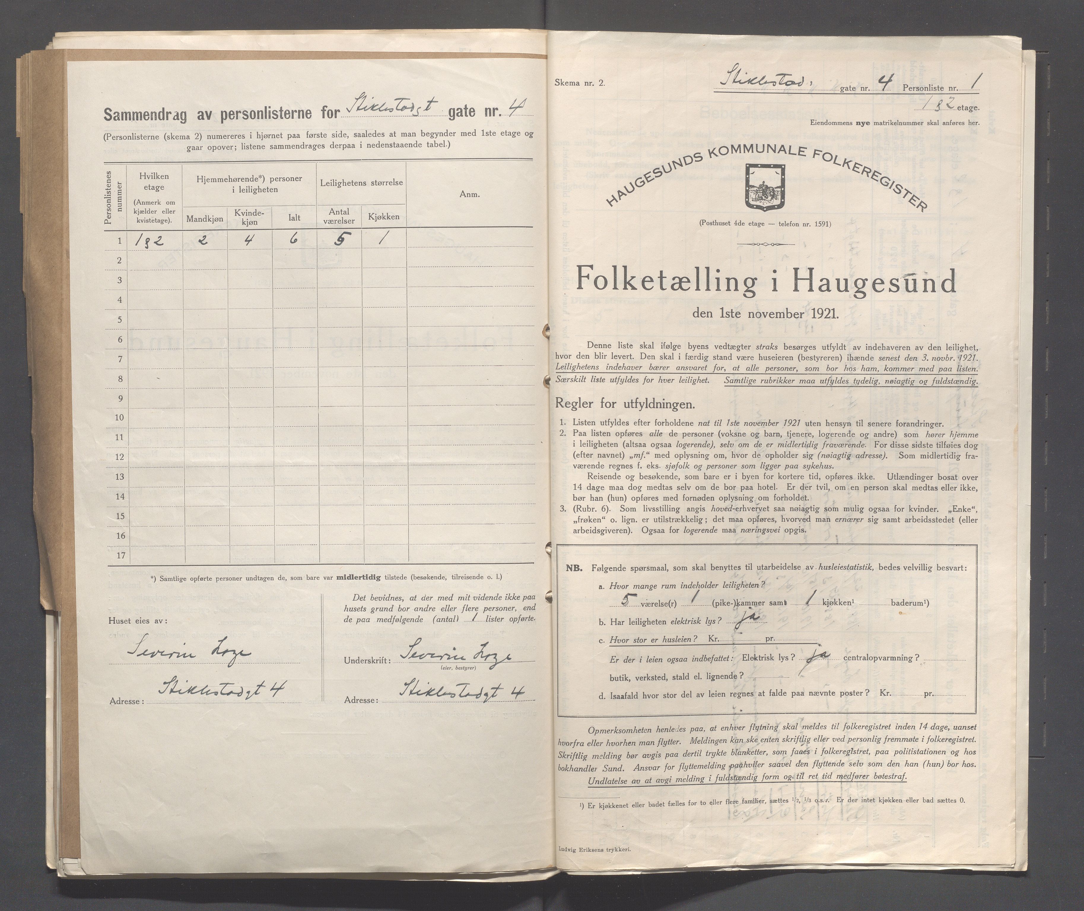 IKAR, Local census 1.11.1921 for Haugesund, 1921, p. 4329