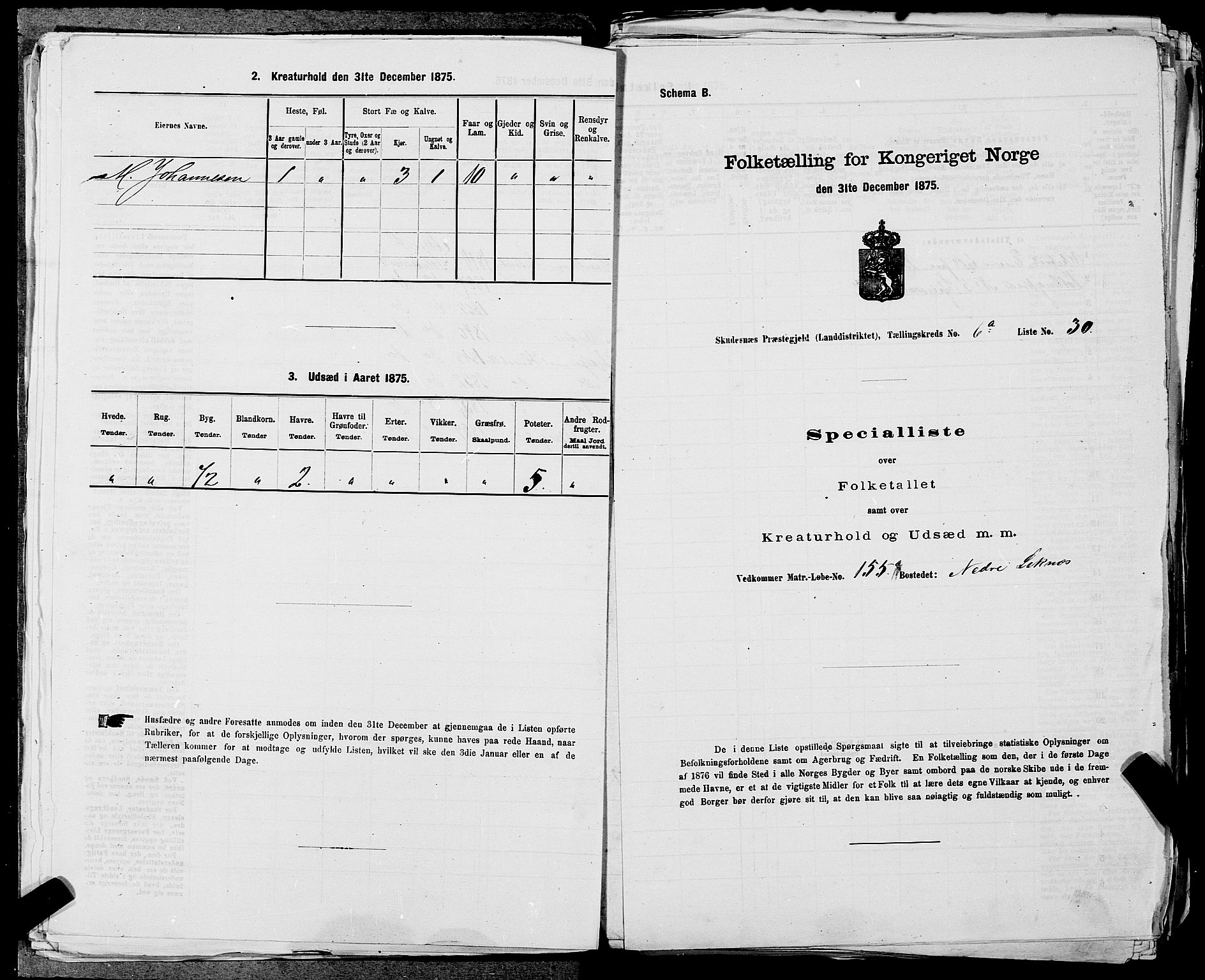 SAST, 1875 census for 1150L Skudenes/Falnes, Åkra og Ferkingstad, 1875, p. 772