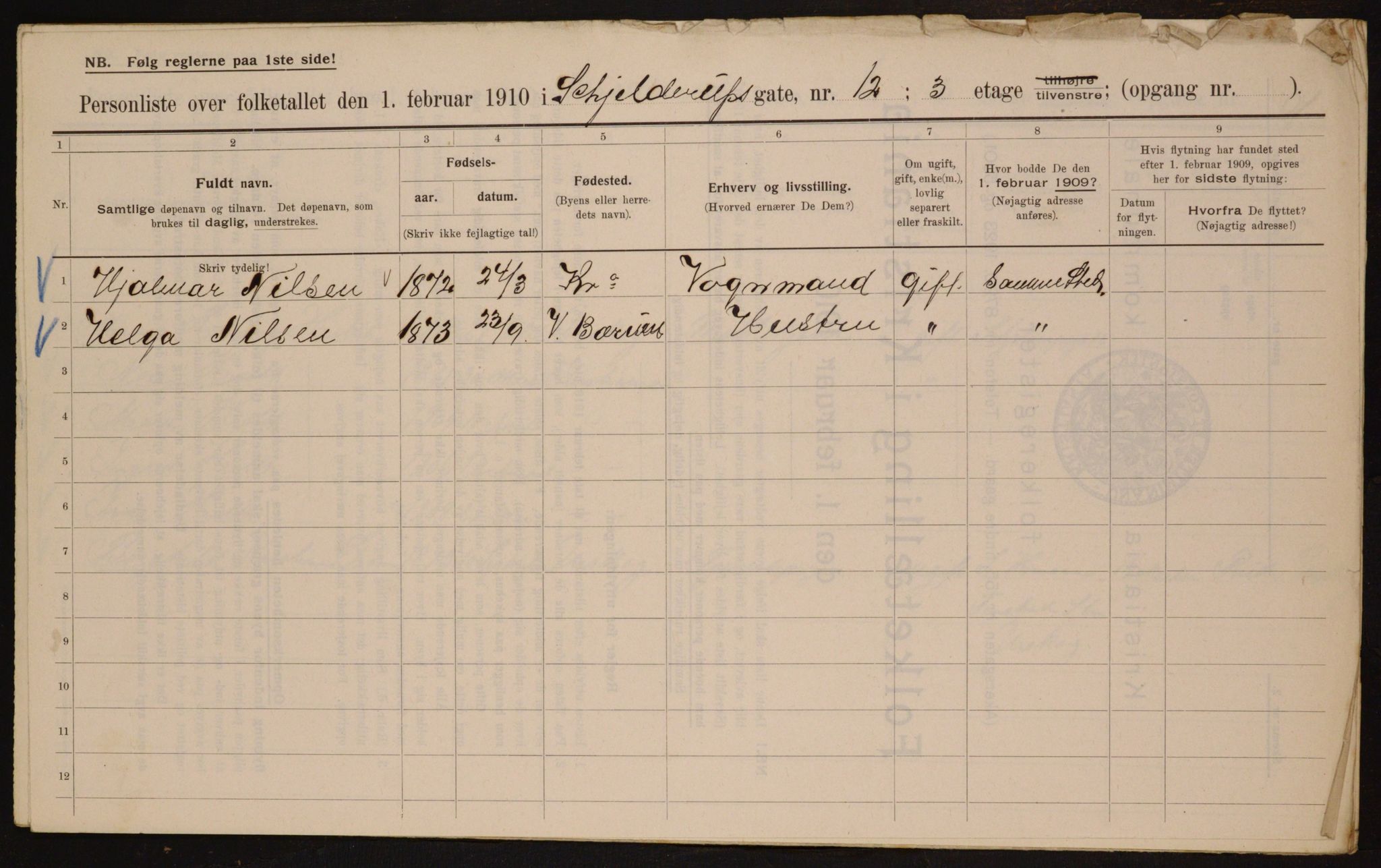 OBA, Municipal Census 1910 for Kristiania, 1910, p. 91379