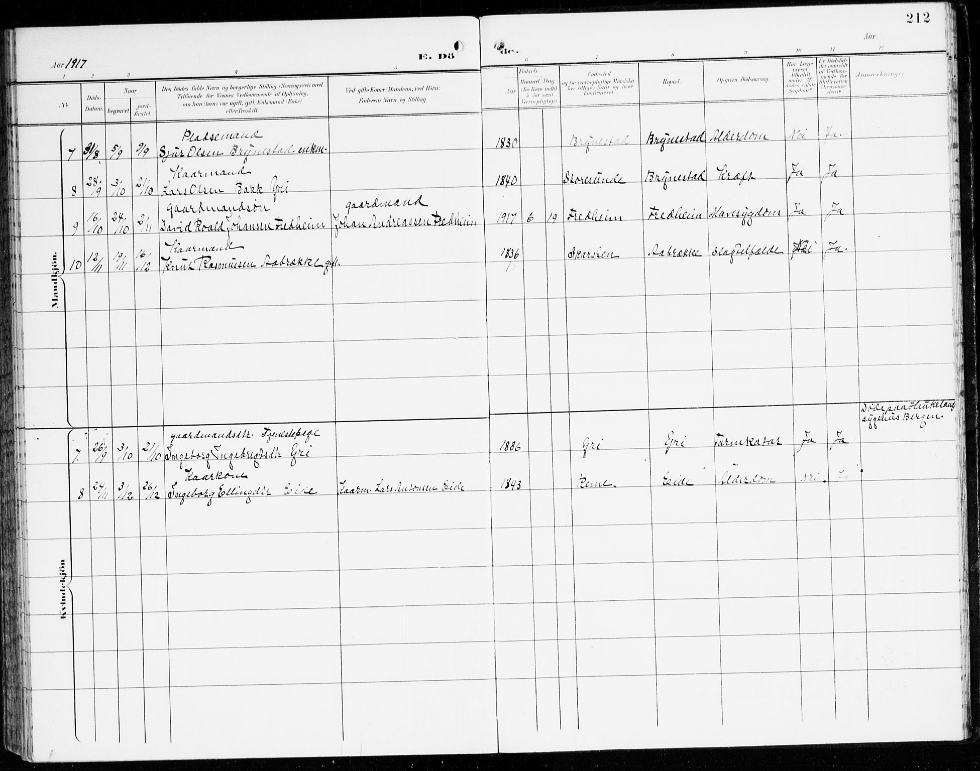 Innvik sokneprestembete, AV/SAB-A-80501: Parish register (official) no. C 2, 1900-1920, p. 212