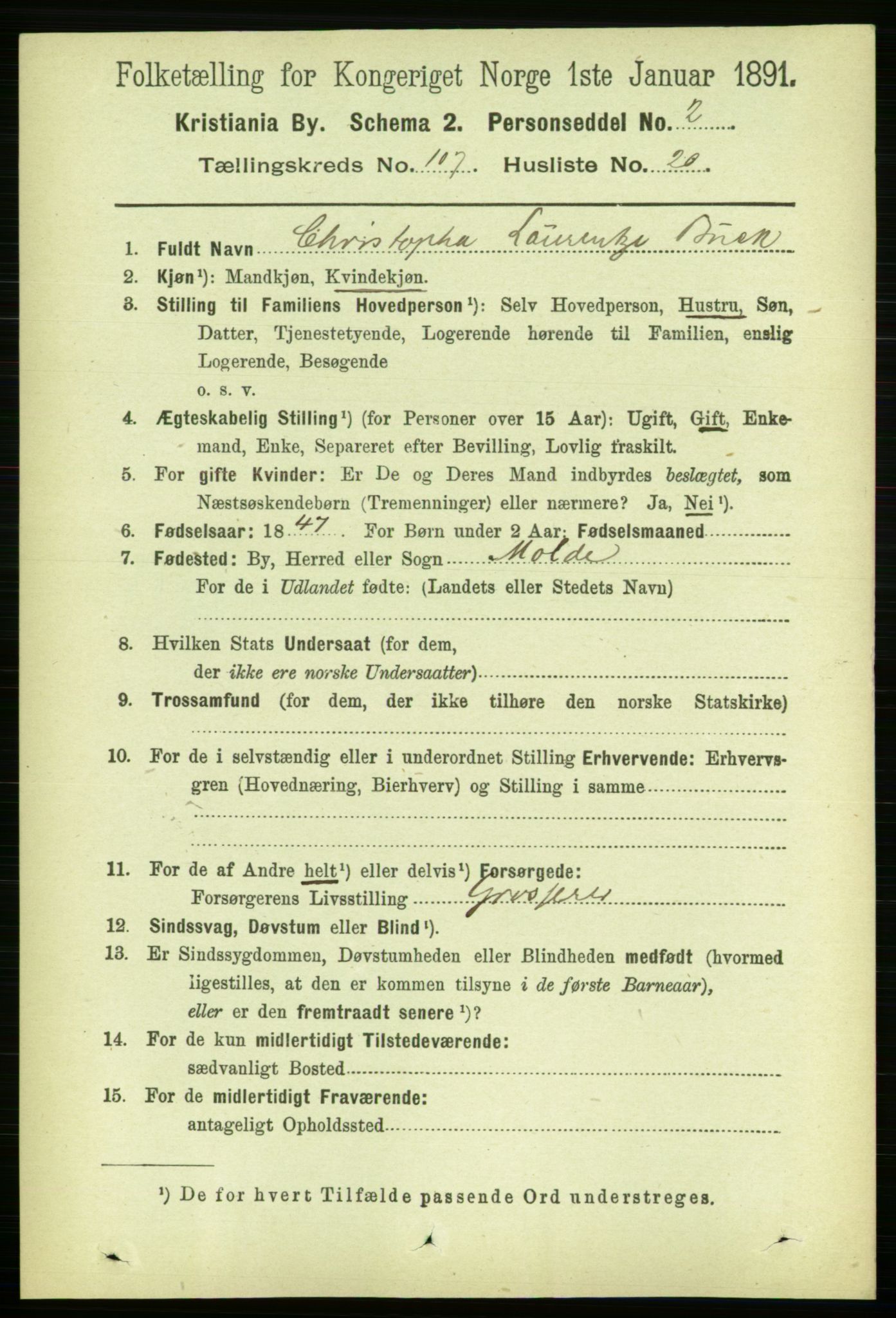 RA, 1891 census for 0301 Kristiania, 1891, p. 54953