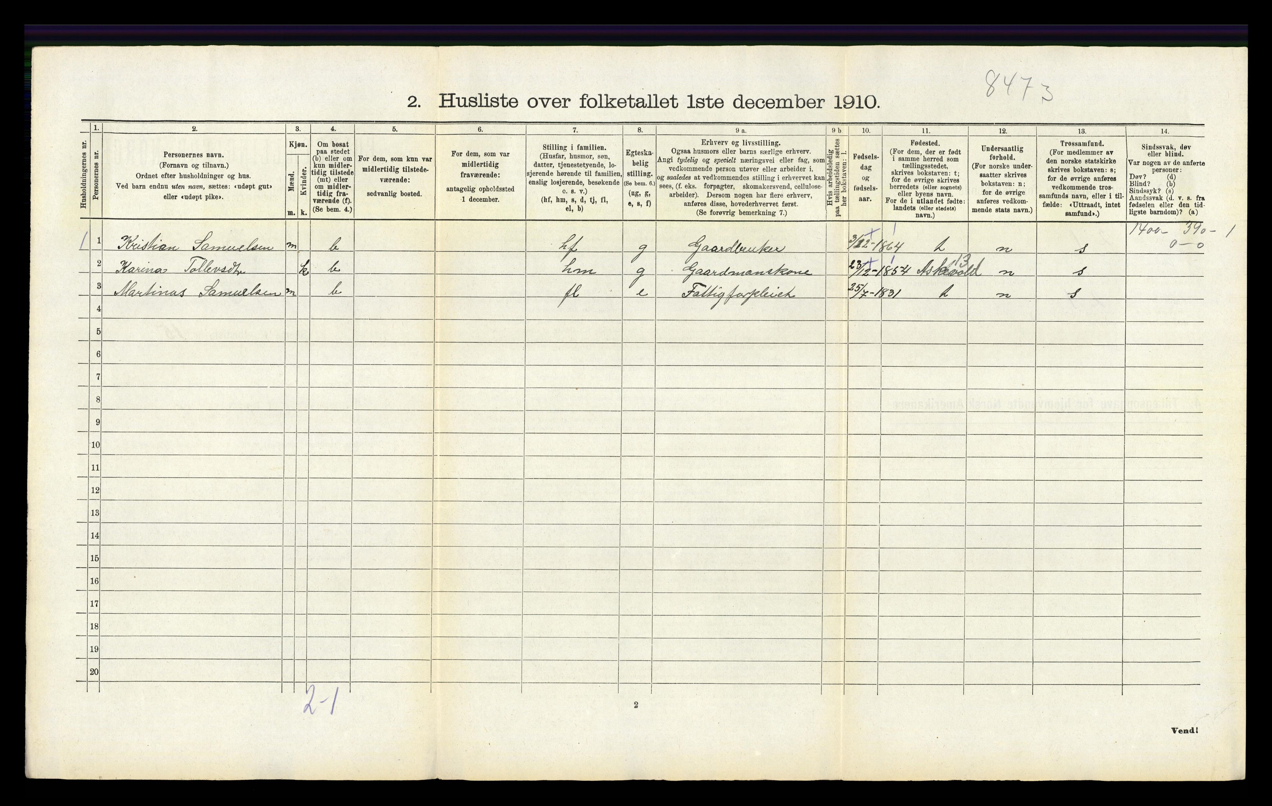 RA, 1910 census for Hamre, 1910, p. 69