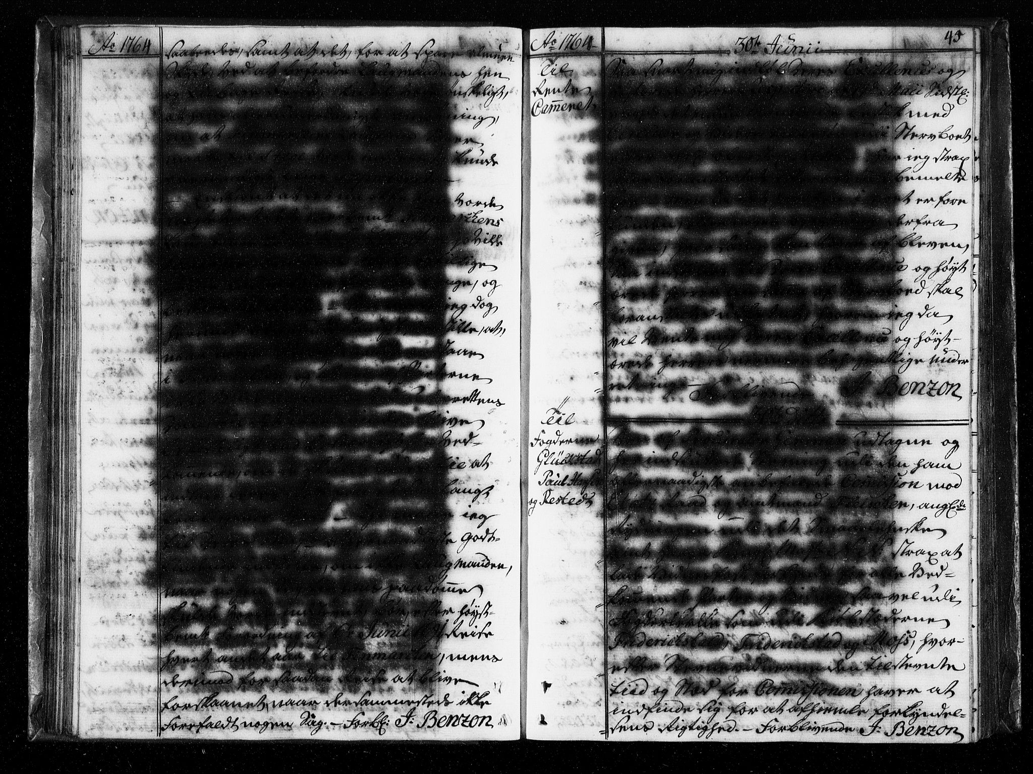 Stattholderembetet 1572-1771, AV/RA-EA-2870/Bf/L0004: Stattholderprotokoll (allmenn kopibok), 1764-1765, p. 44b-45a