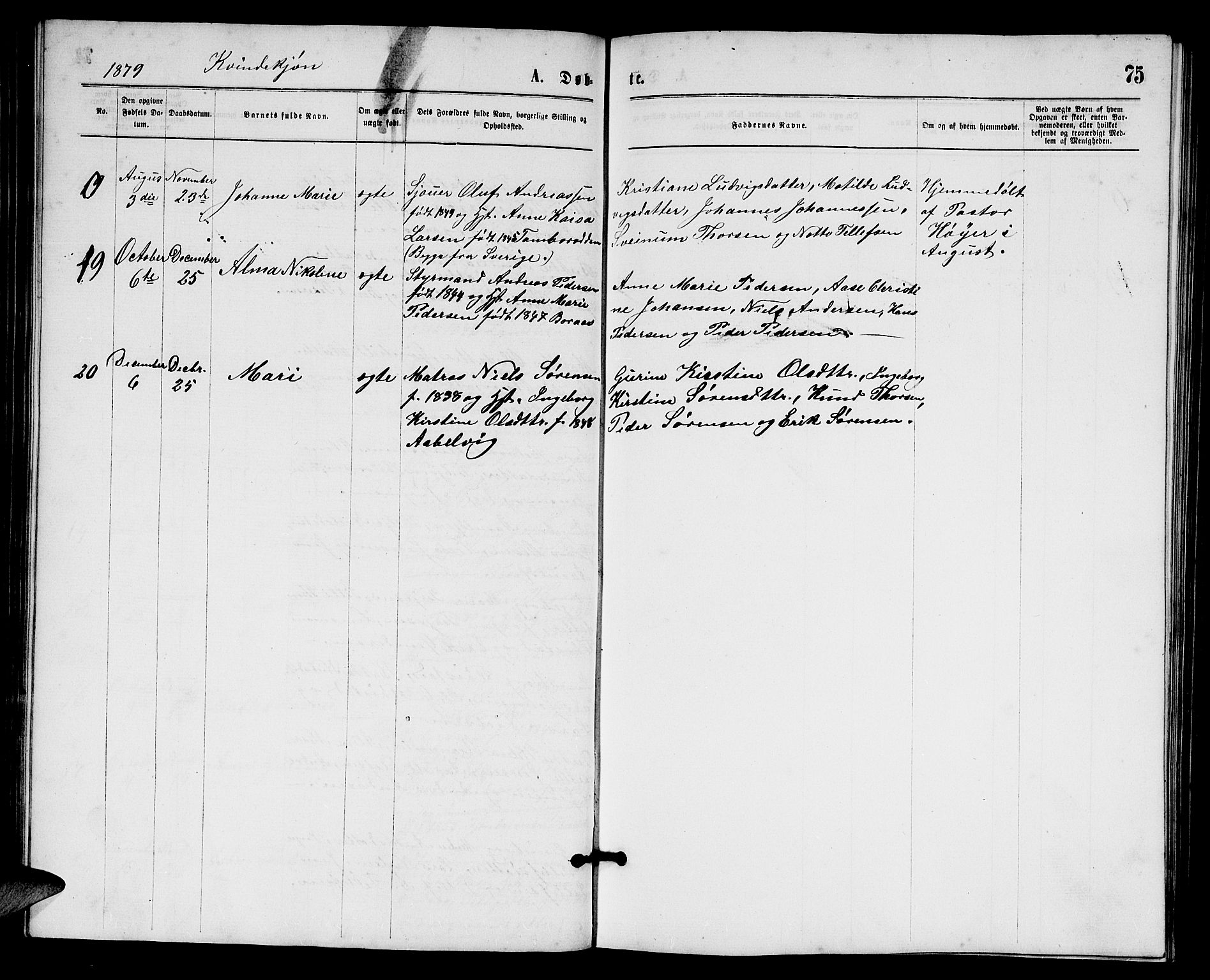 Austre Moland sokneprestkontor, AV/SAK-1111-0001/F/Fb/Fba/L0002: Parish register (copy) no. B 2, 1869-1879, p. 75