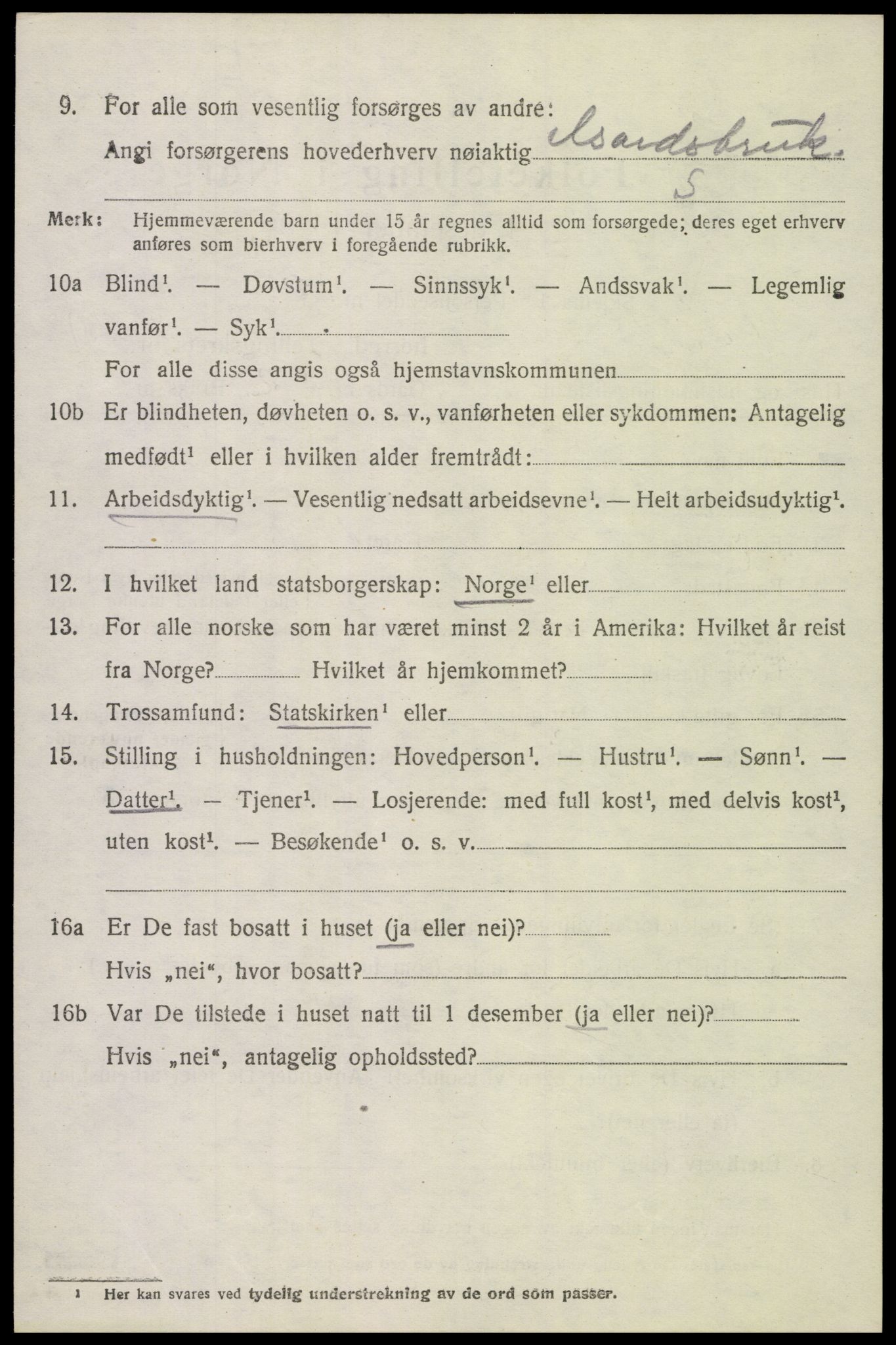 SAH, 1920 census for Vardal, 1920, p. 13806