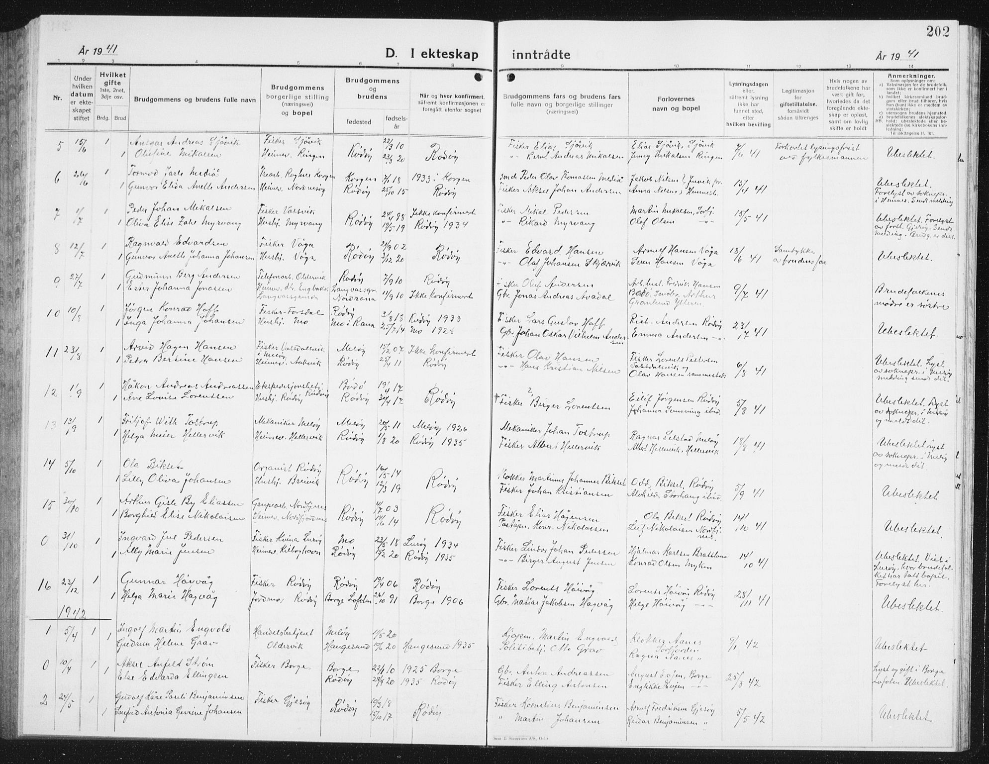 Ministerialprotokoller, klokkerbøker og fødselsregistre - Nordland, SAT/A-1459/841/L0622: Parish register (copy) no. 841C06, 1924-1942, p. 202