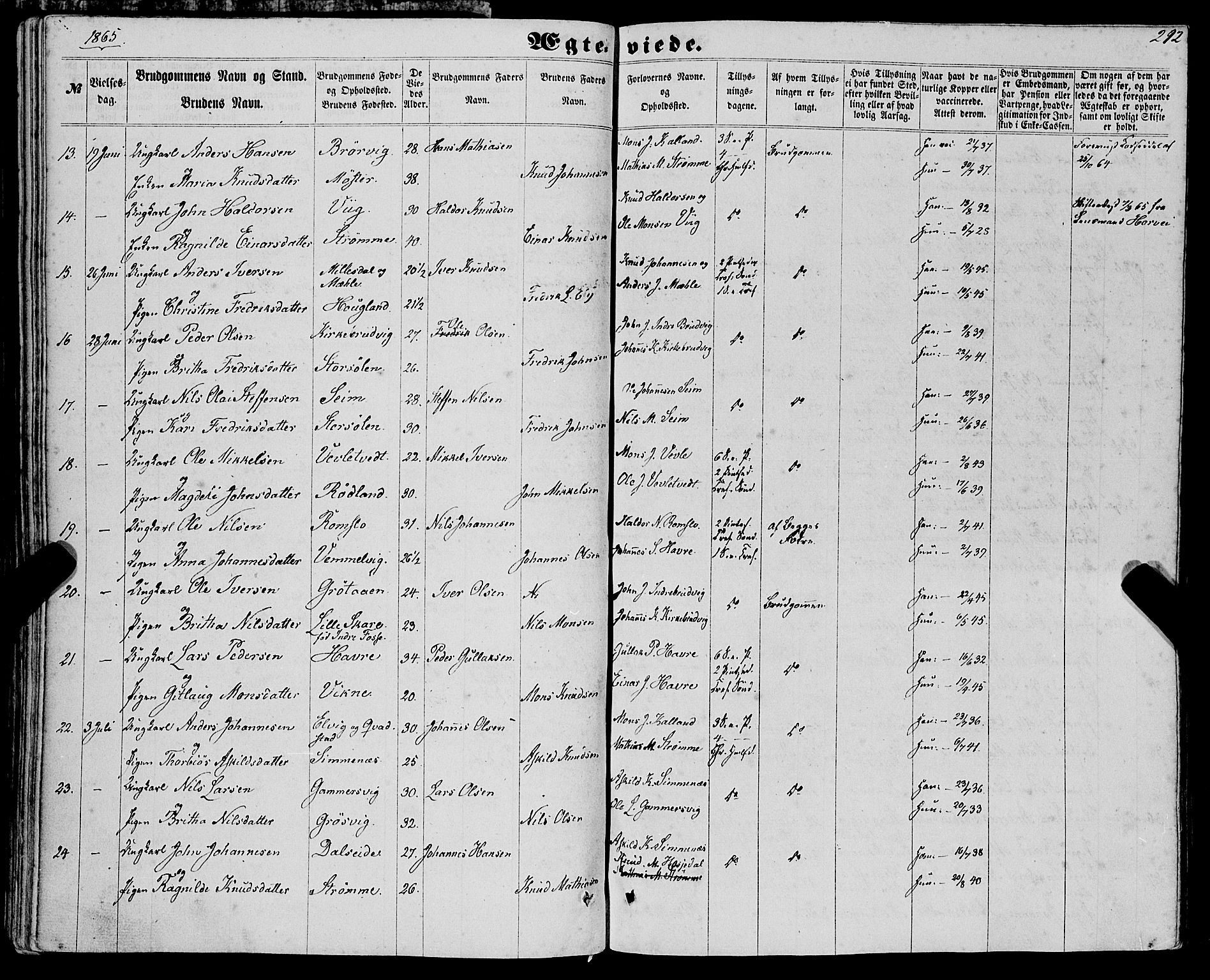 Haus sokneprestembete, AV/SAB-A-75601/H/Haa: Parish register (official) no. A 17, 1858-1870, p. 292