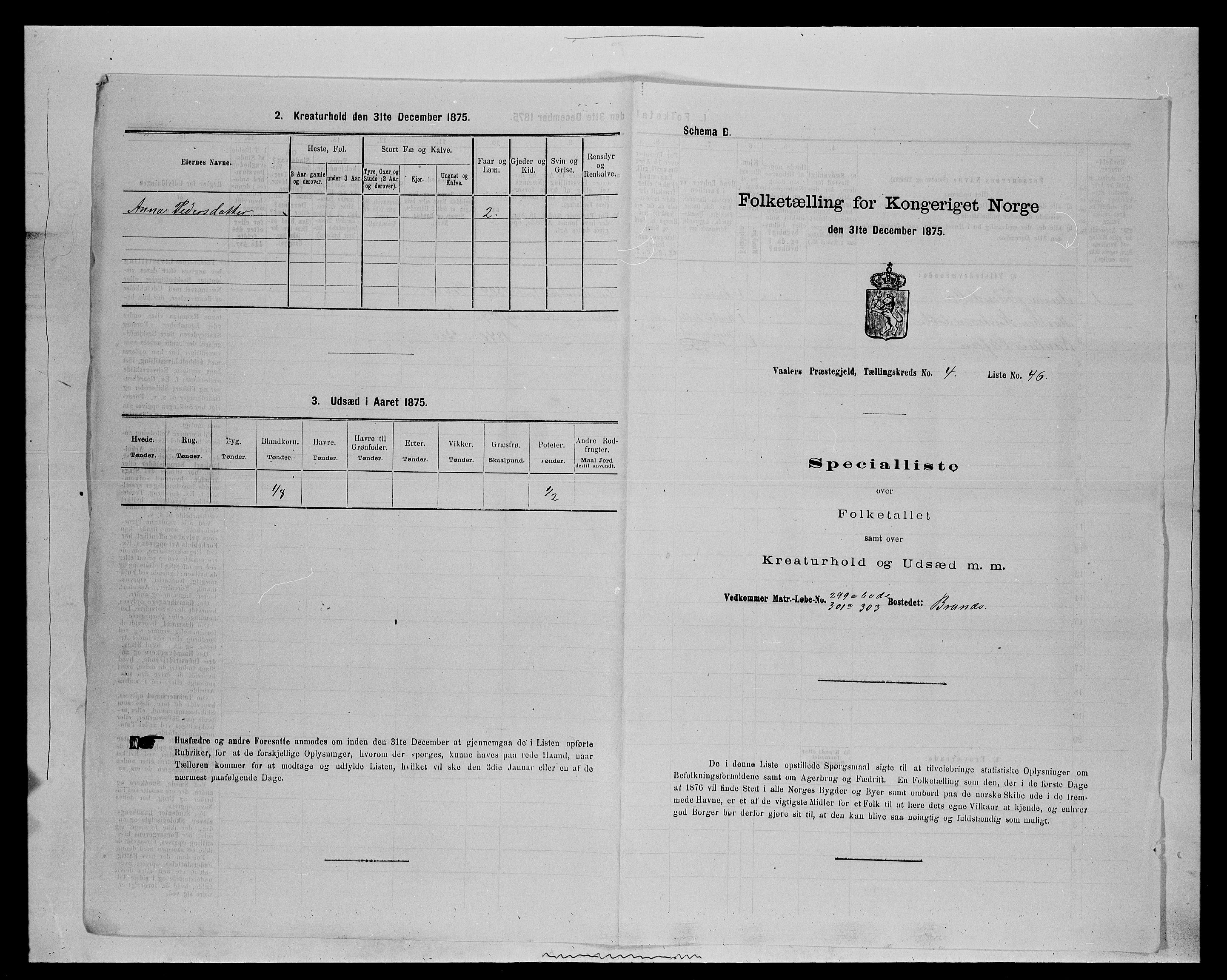 SAH, 1875 census for 0426P Våler parish (Hedmark), 1875, p. 585