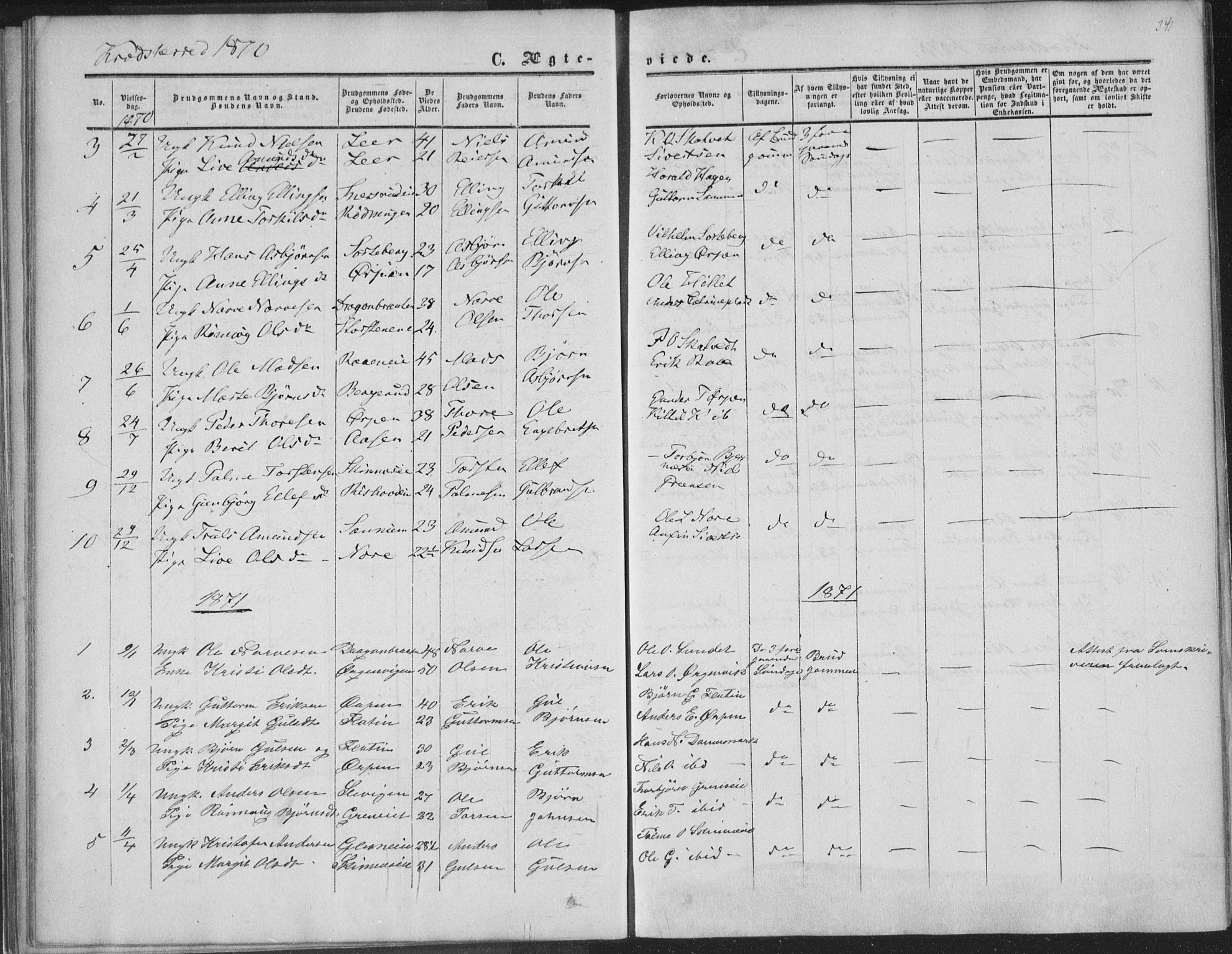 Sigdal kirkebøker, AV/SAKO-A-245/F/Fa/L0009b: Parish register (official) no. I 9B, 1860-1871, p. 341