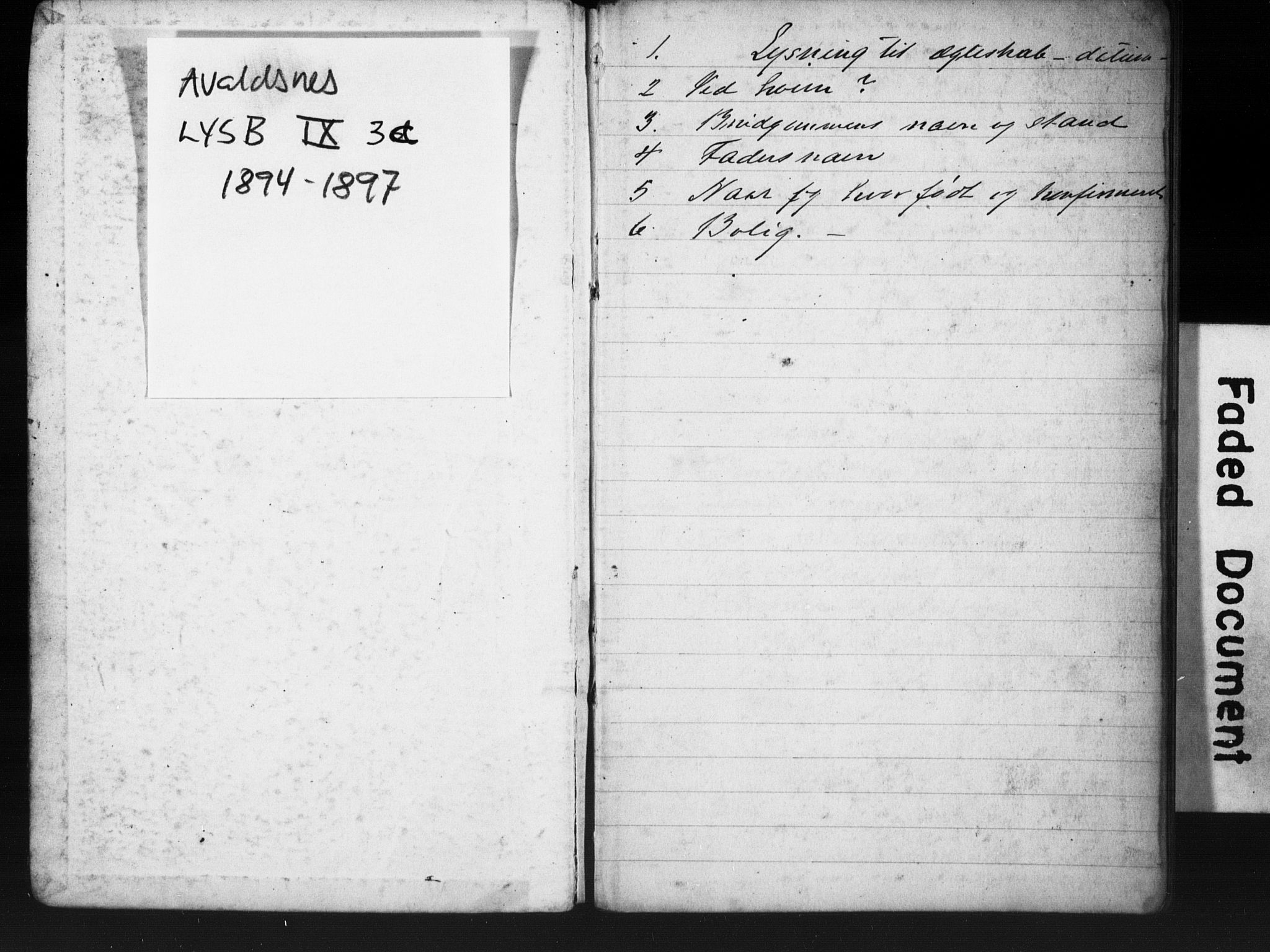 Avaldsnes sokneprestkontor, AV/SAST-A -101851/I/Ie/L0003: Banns register no. IX 3C, 1894-1897