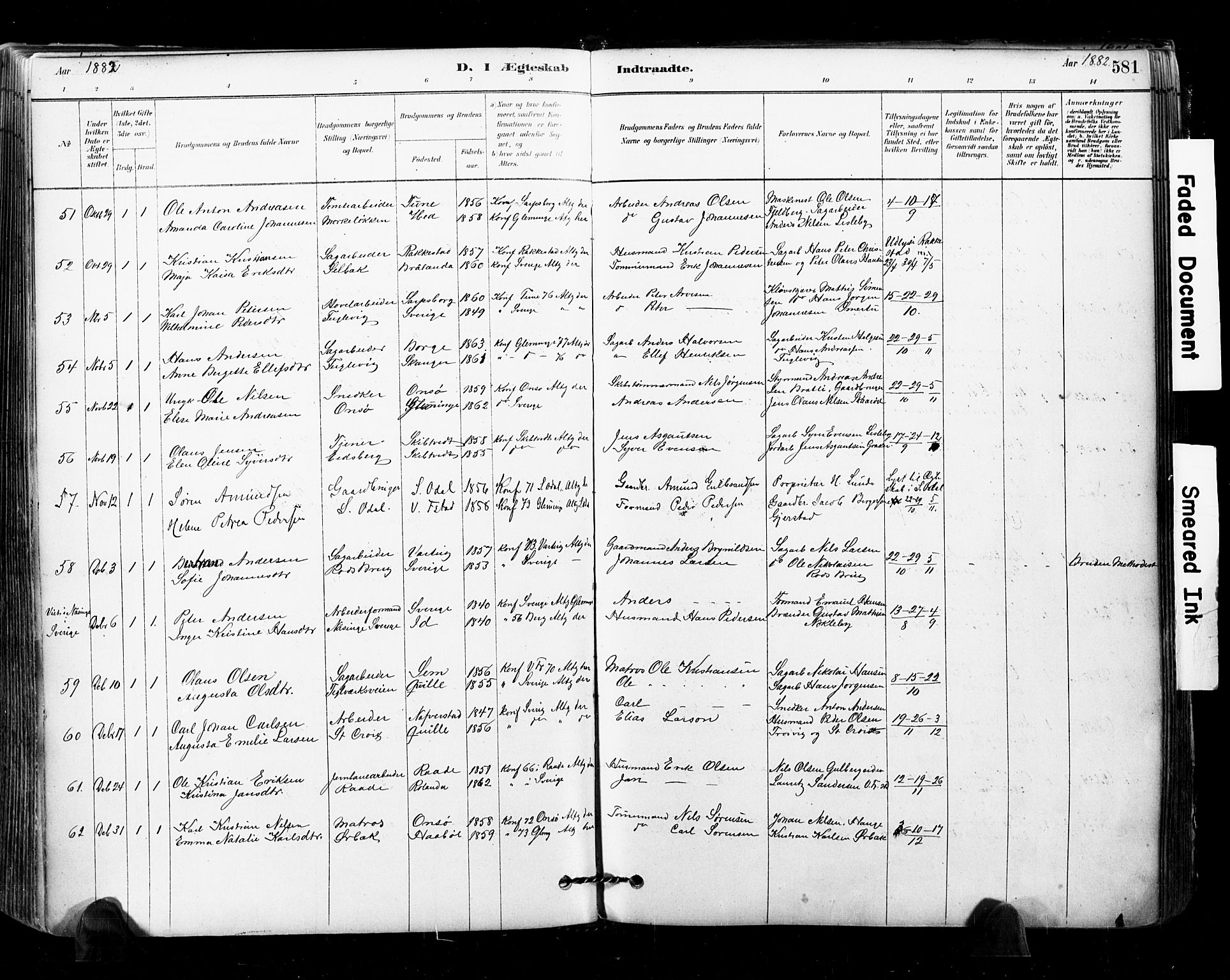 Glemmen prestekontor Kirkebøker, AV/SAO-A-10908/F/Fa/L0011: Parish register (official) no. 11, 1878-1917, p. 581