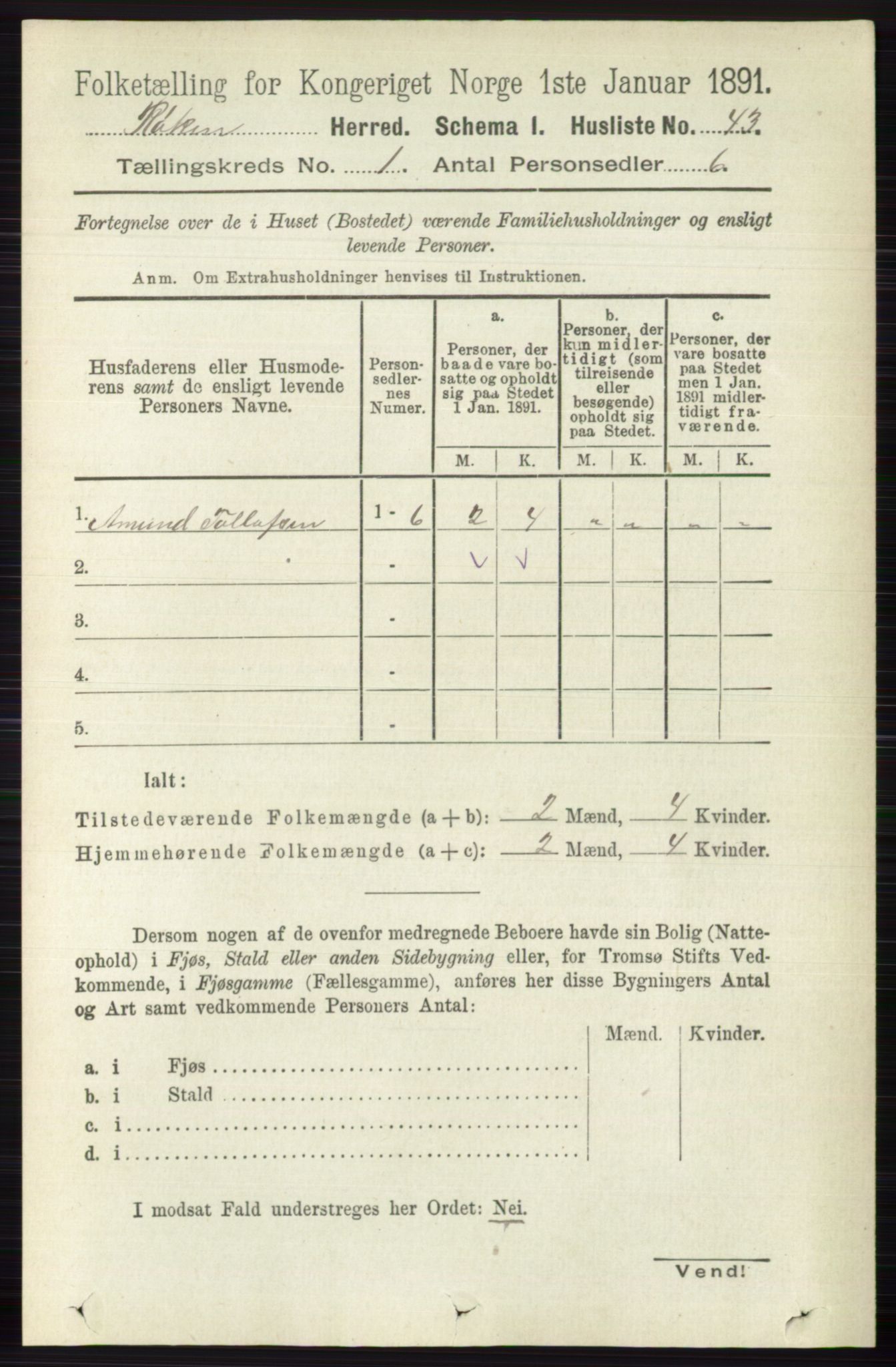 RA, 1891 census for 0627 Røyken, 1891, p. 66