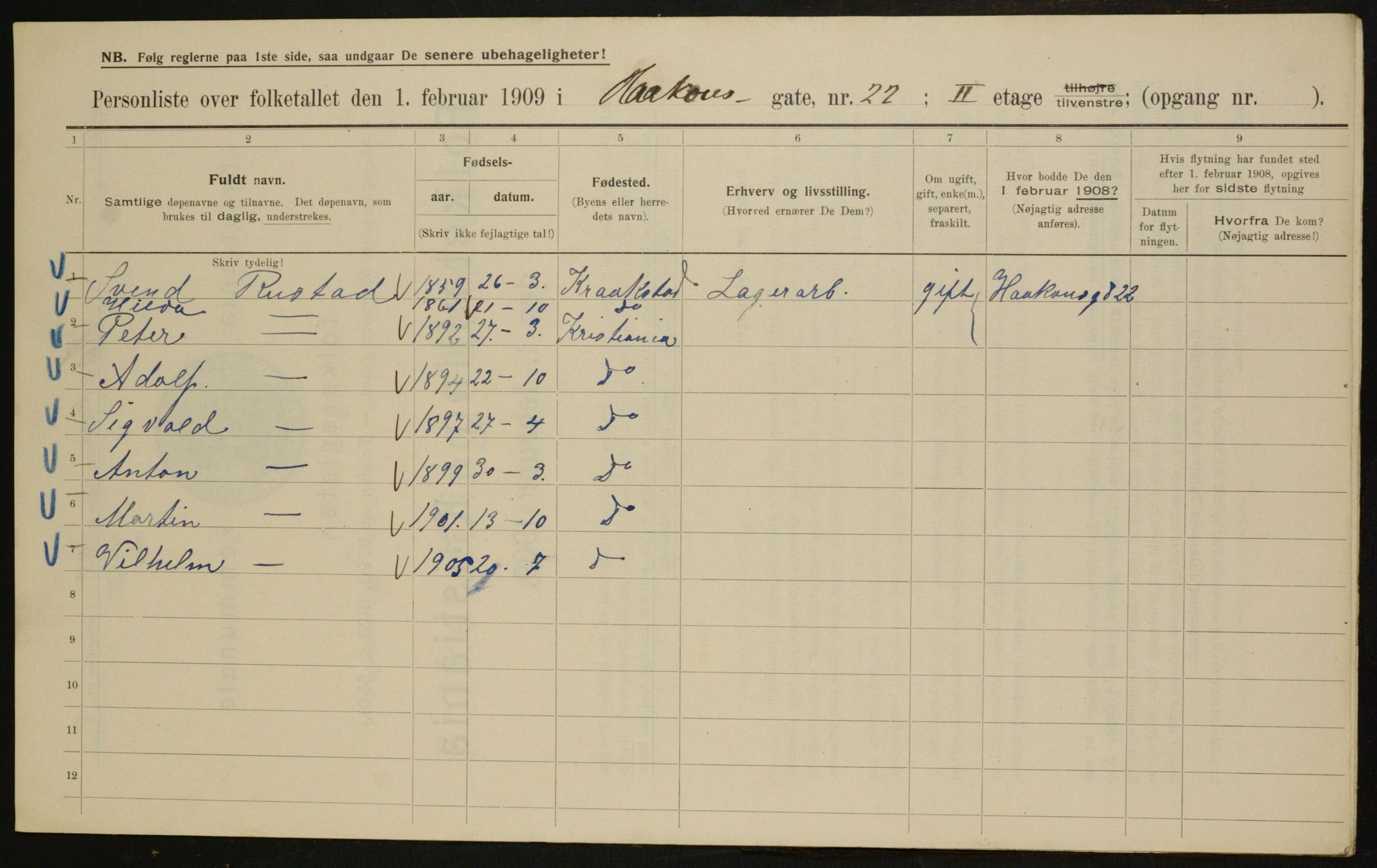 OBA, Municipal Census 1909 for Kristiania, 1909, p. 39170