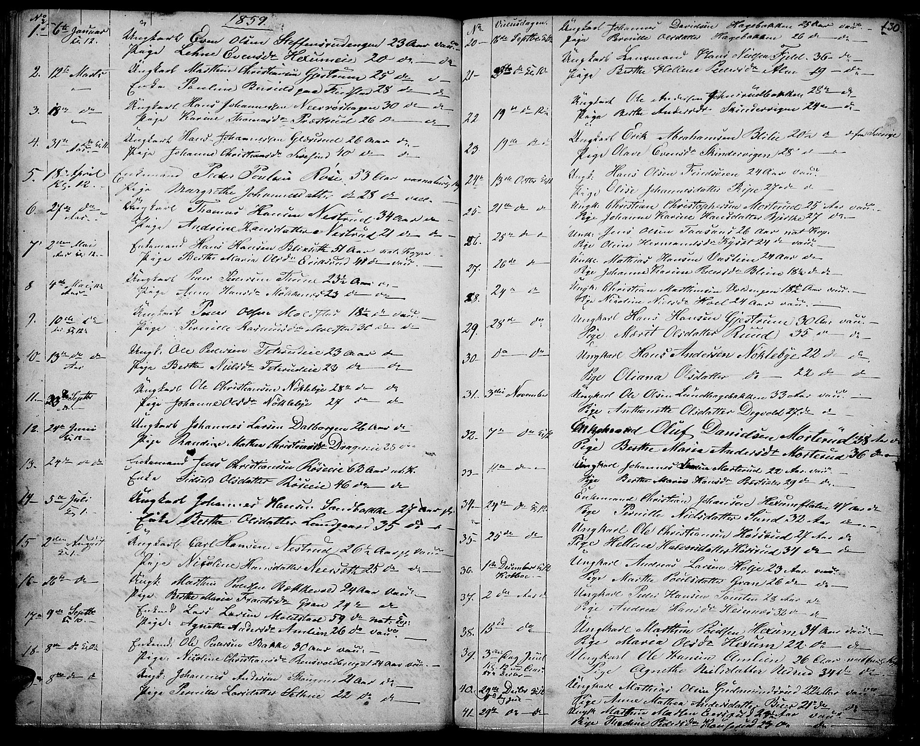 Vestre Toten prestekontor, SAH/PREST-108/H/Ha/Hab/L0005: Parish register (copy) no. 5, 1854-1870, p. 130