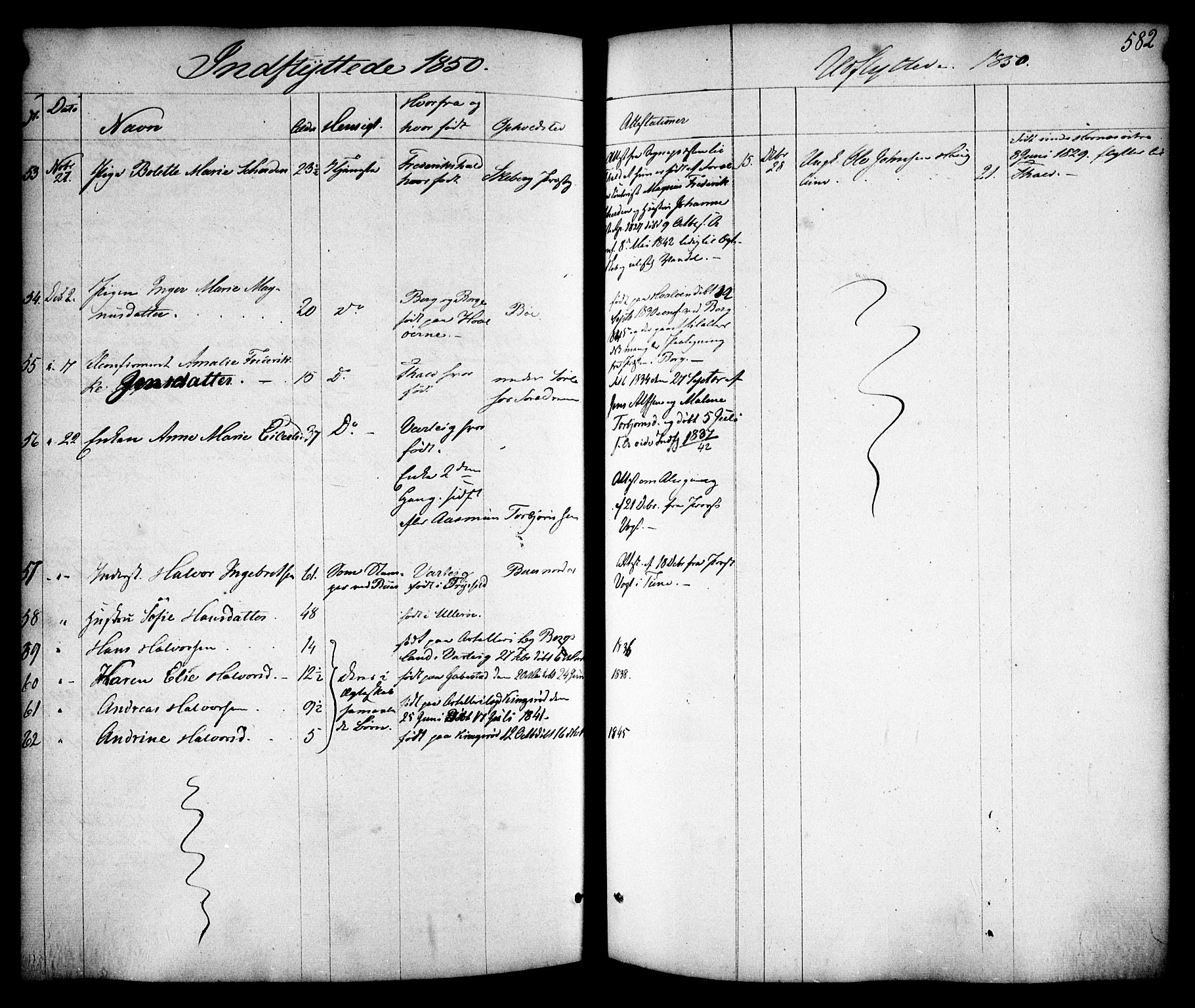 Skjeberg prestekontor Kirkebøker, AV/SAO-A-10923/F/Fa/L0006: Parish register (official) no. I 6, 1846-1858, p. 582