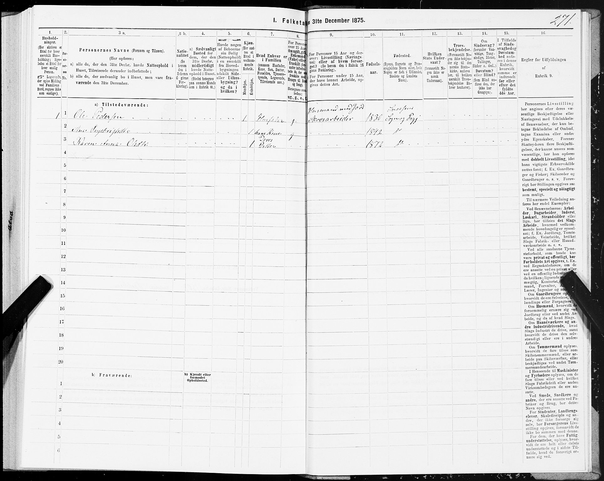 SAT, 1875 census for 1736P Snåsa, 1875, p. 3271