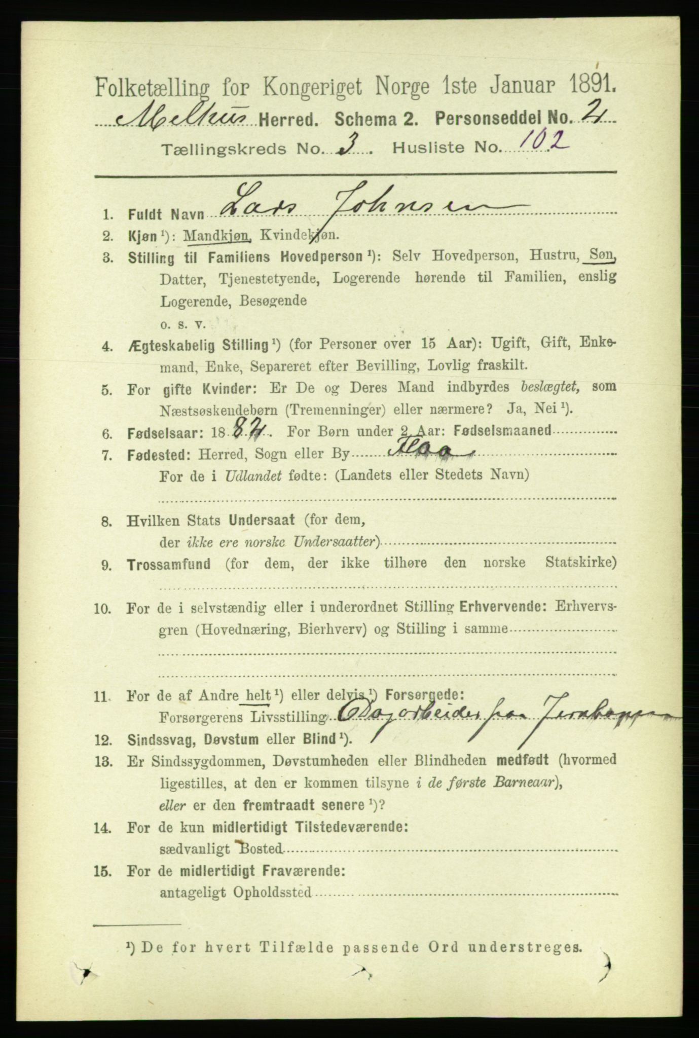 RA, 1891 census for 1653 Melhus, 1891, p. 1895