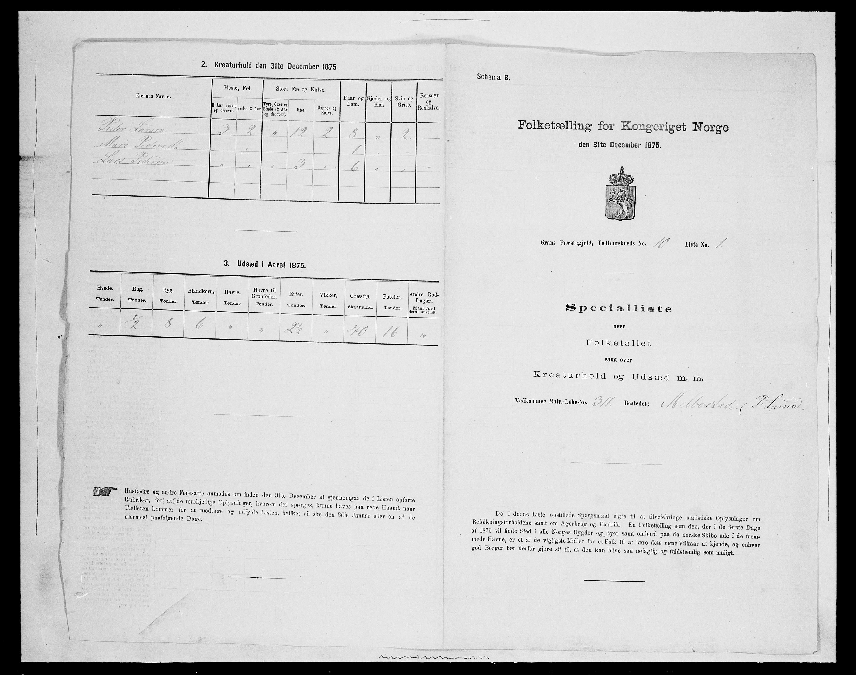 SAH, 1875 census for 0534P Gran, 1875, p. 1867