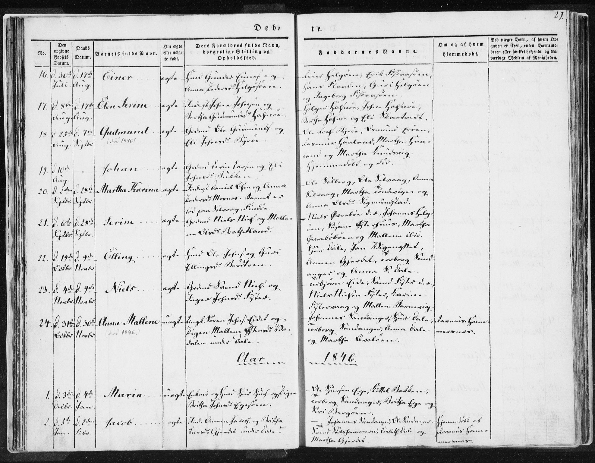 Hjelmeland sokneprestkontor, AV/SAST-A-101843/01/IV/L0007: Parish register (official) no. A 7, 1834-1850, p. 29