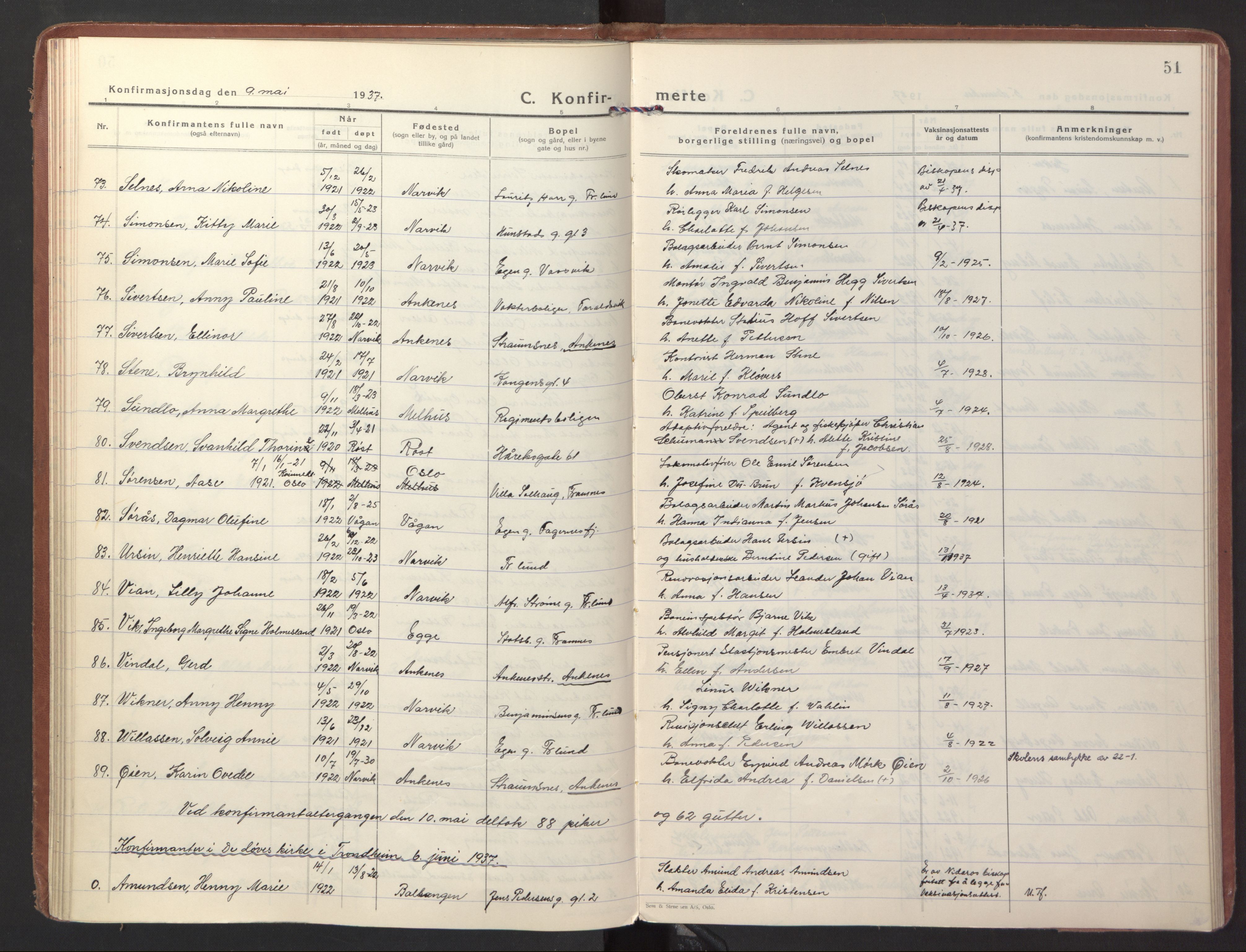 Ministerialprotokoller, klokkerbøker og fødselsregistre - Nordland, AV/SAT-A-1459/871/L1007: Parish register (official) no. 871A23, 1932-1942, p. 51