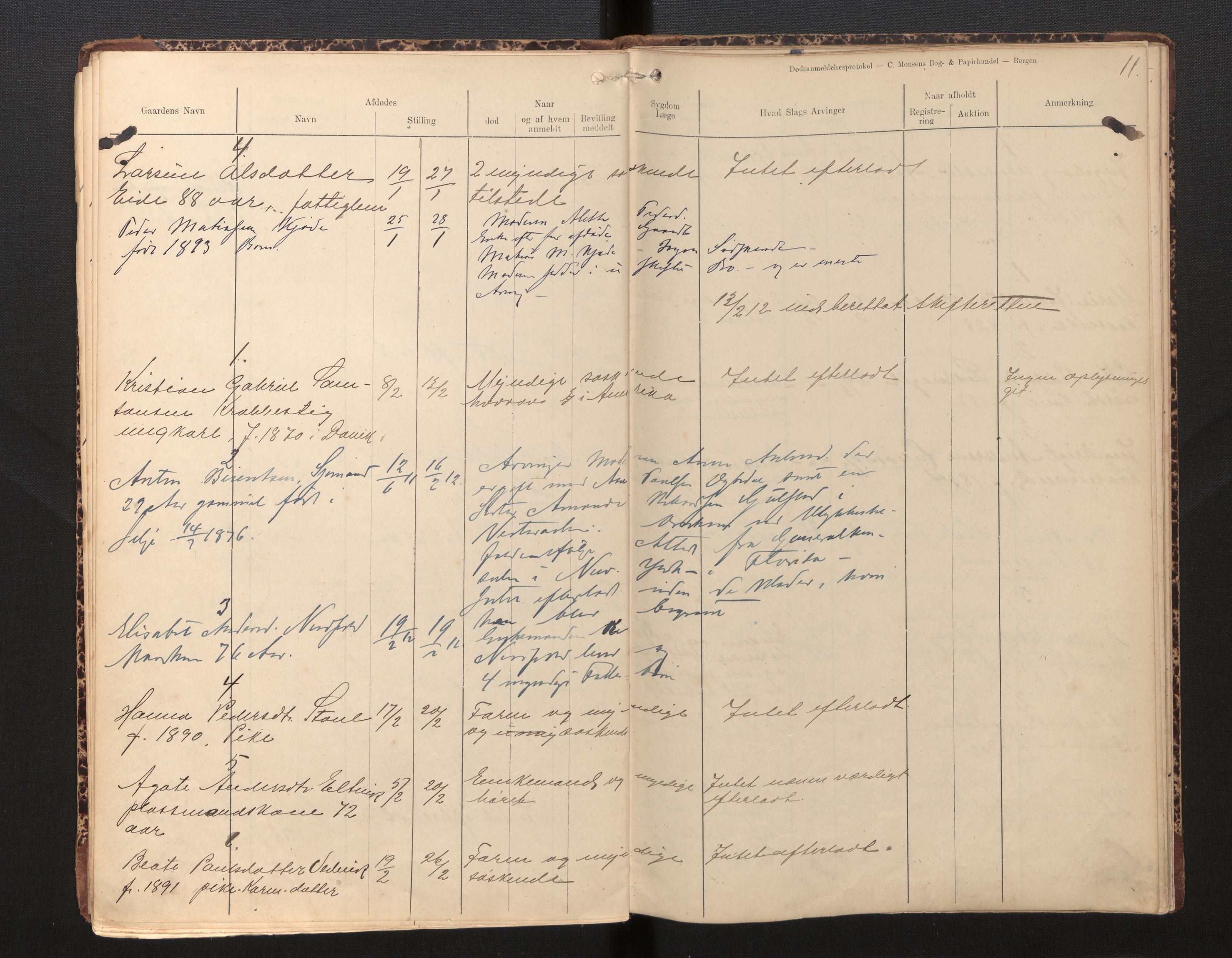 Lensmannen i Selje, AV/SAB-A-29701/0006/L0006: Dødsfallprotokoll, 1910-1916, p. 11