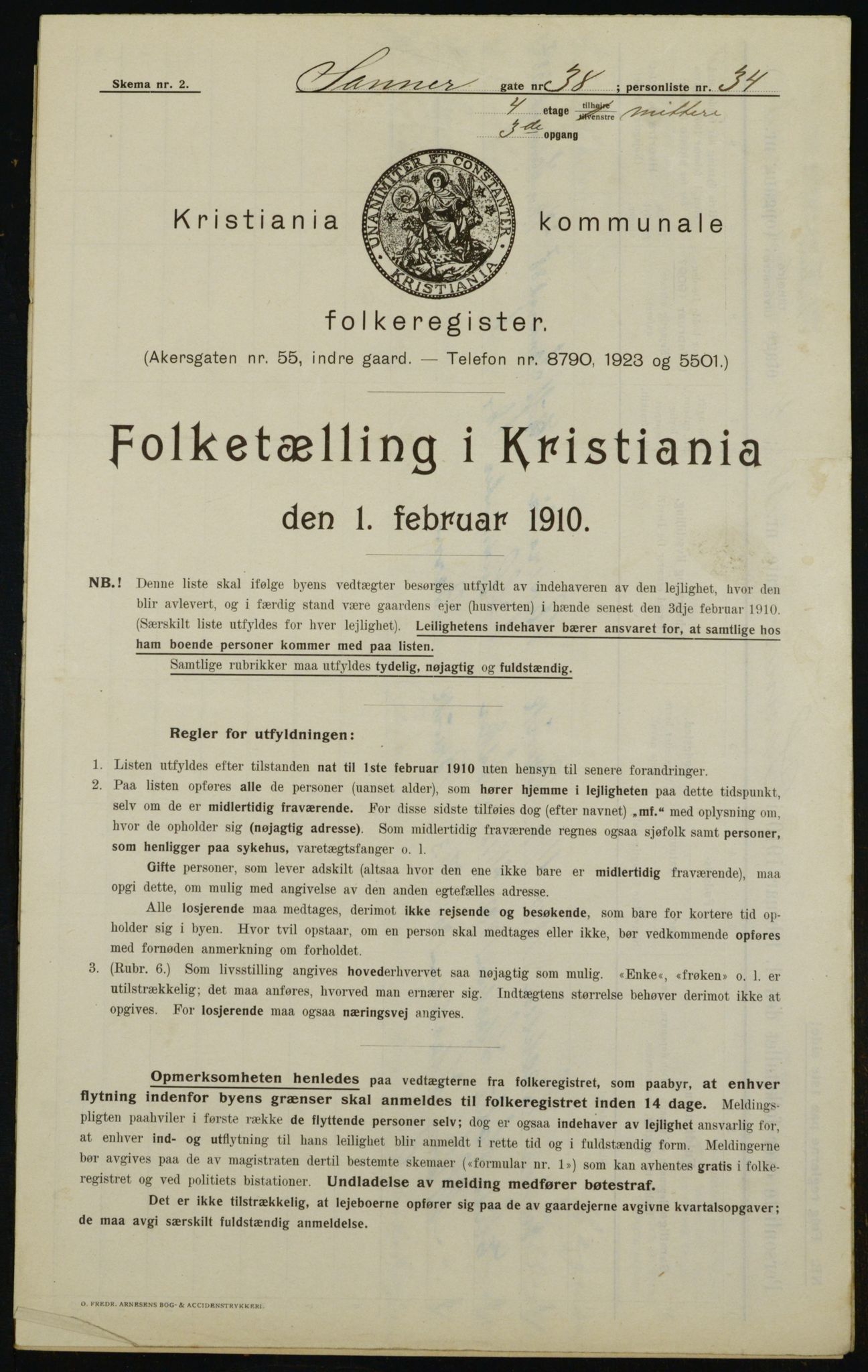 OBA, Municipal Census 1910 for Kristiania, 1910, p. 85145