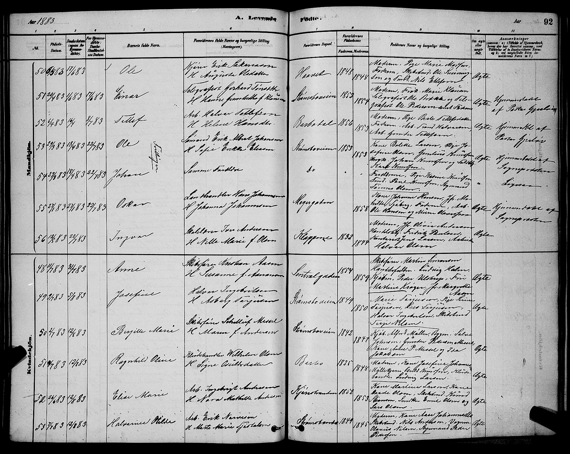 Barbu sokneprestkontor, AV/SAK-1111-0003/F/Fb/L0001: Parish register (copy) no. B 1, 1878-1890, p. 92