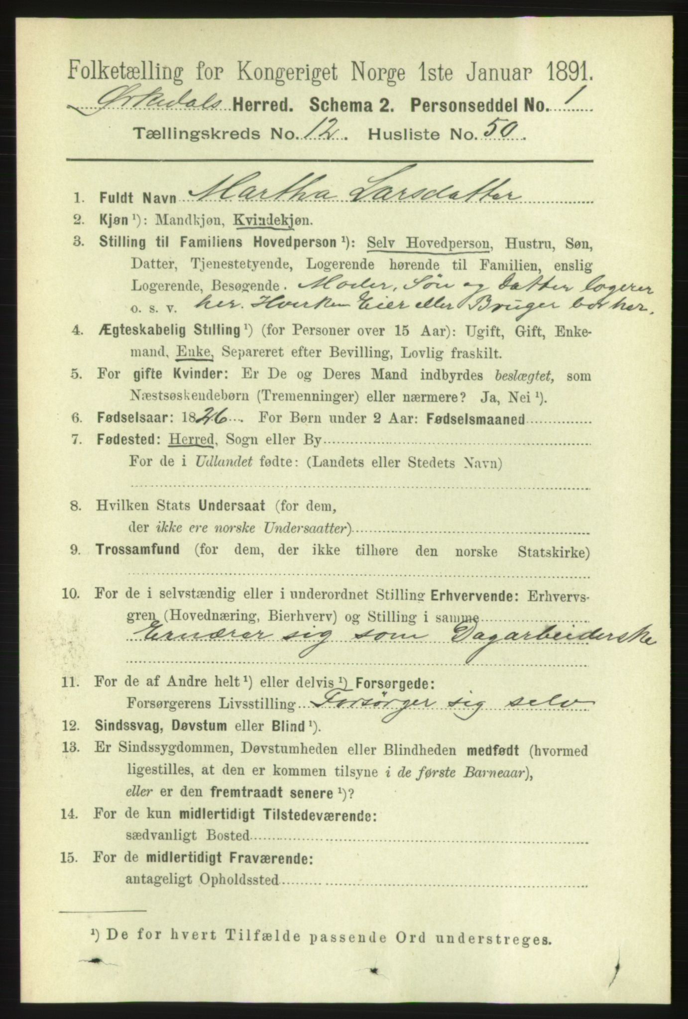 RA, 1891 census for 1638 Orkdal, 1891, p. 5858