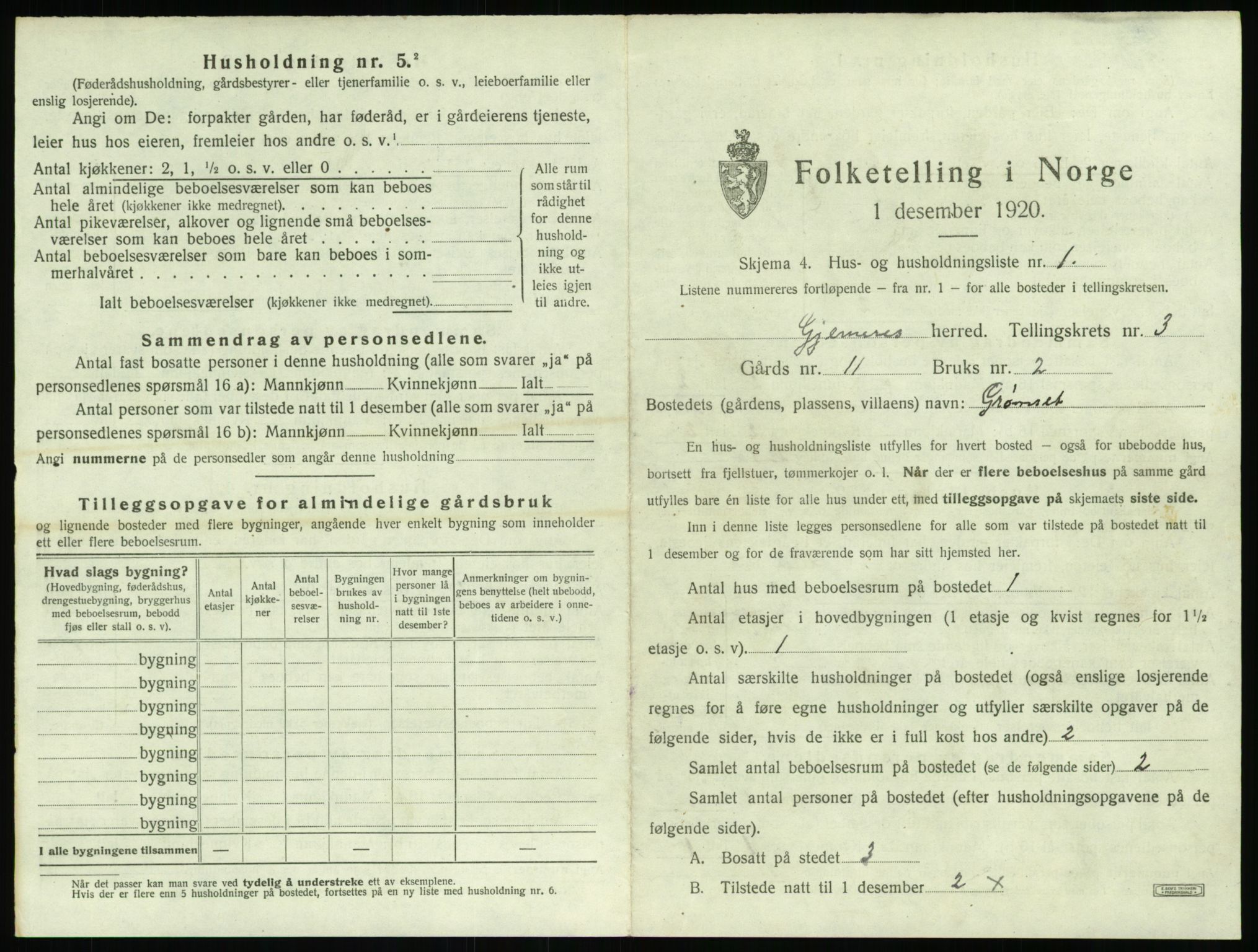 SAT, 1920 census for Gjemnes, 1920, p. 194