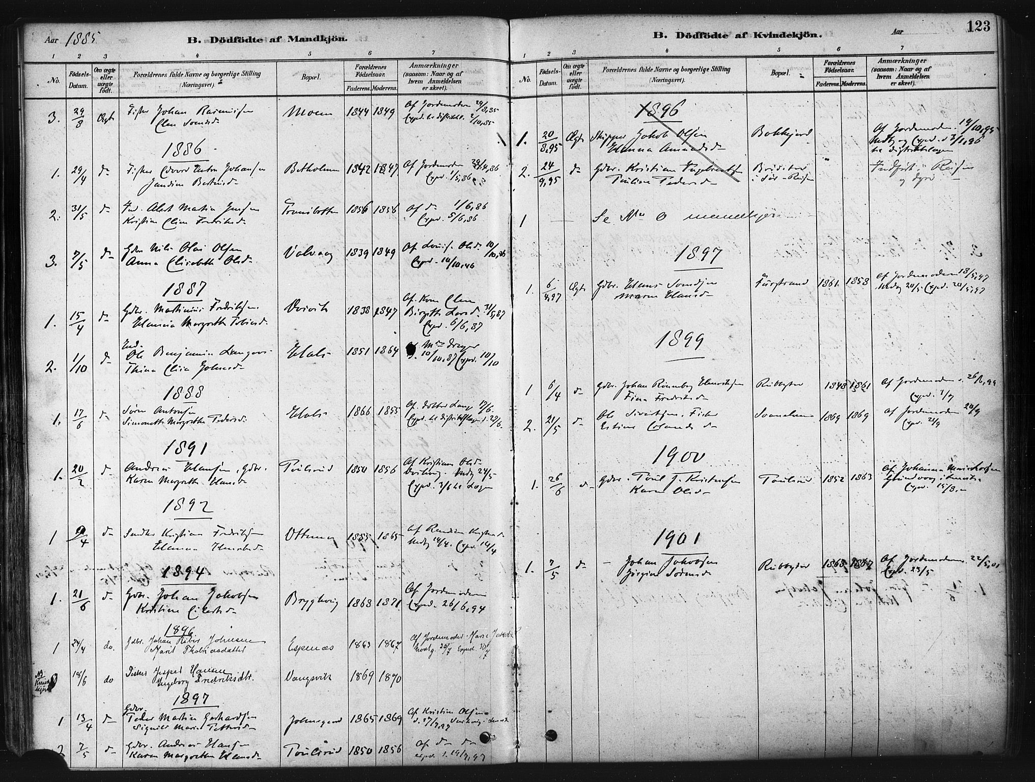 Tranøy sokneprestkontor, AV/SATØ-S-1313/I/Ia/Iaa/L0009kirke: Parish register (official) no. 9, 1878-1904, p. 123