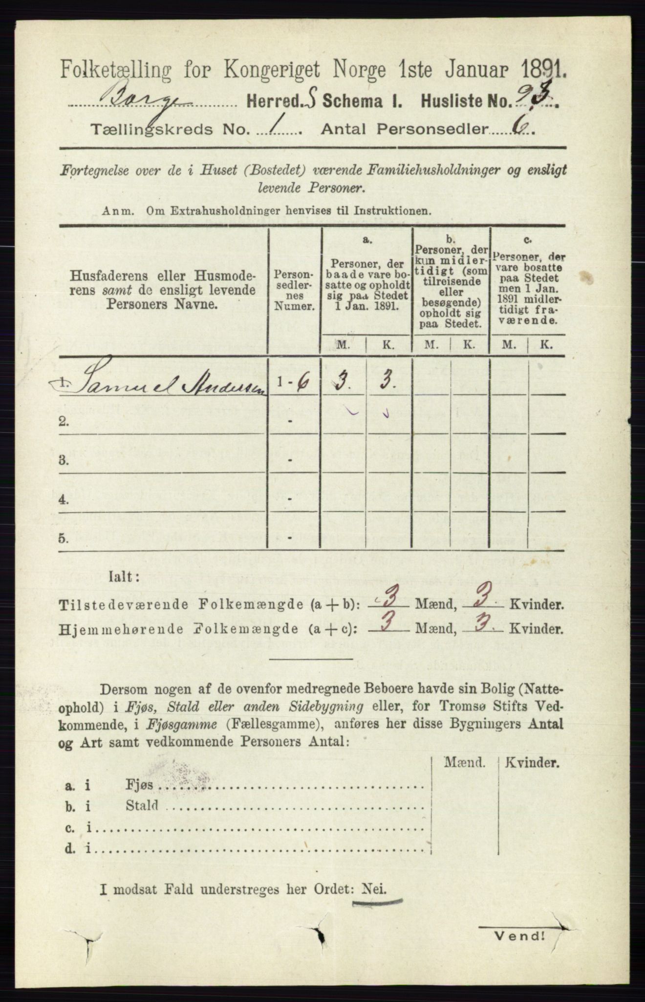 RA, 1891 census for 0113 Borge, 1891, p. 125