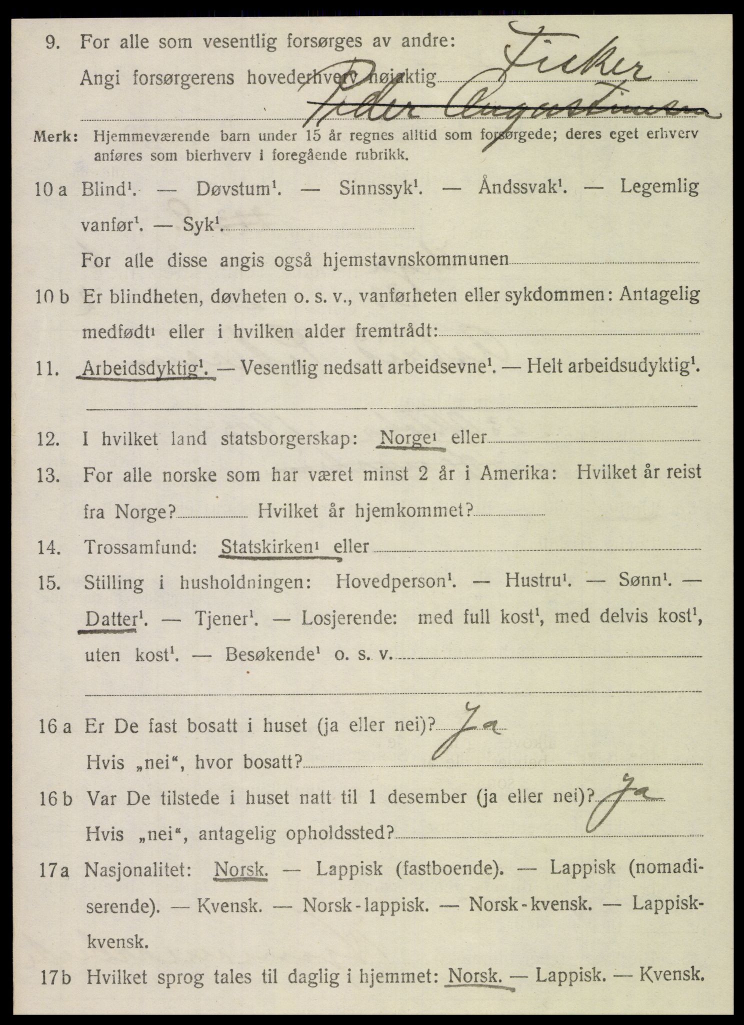 SAT, 1920 census for Vega, 1920, p. 3404