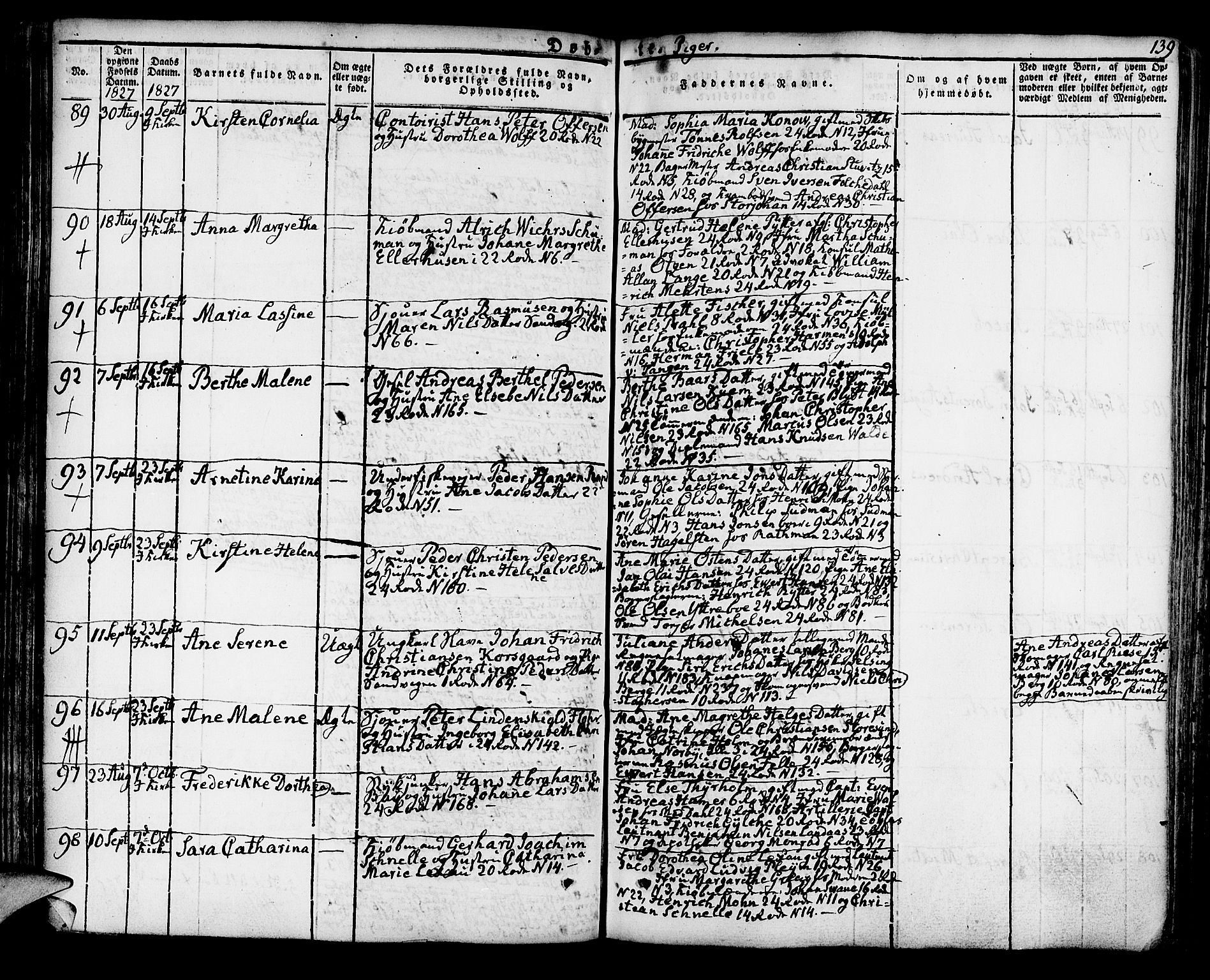 Korskirken sokneprestembete, AV/SAB-A-76101/H/Hab: Parish register (copy) no. A 3, 1821-1831, p. 139