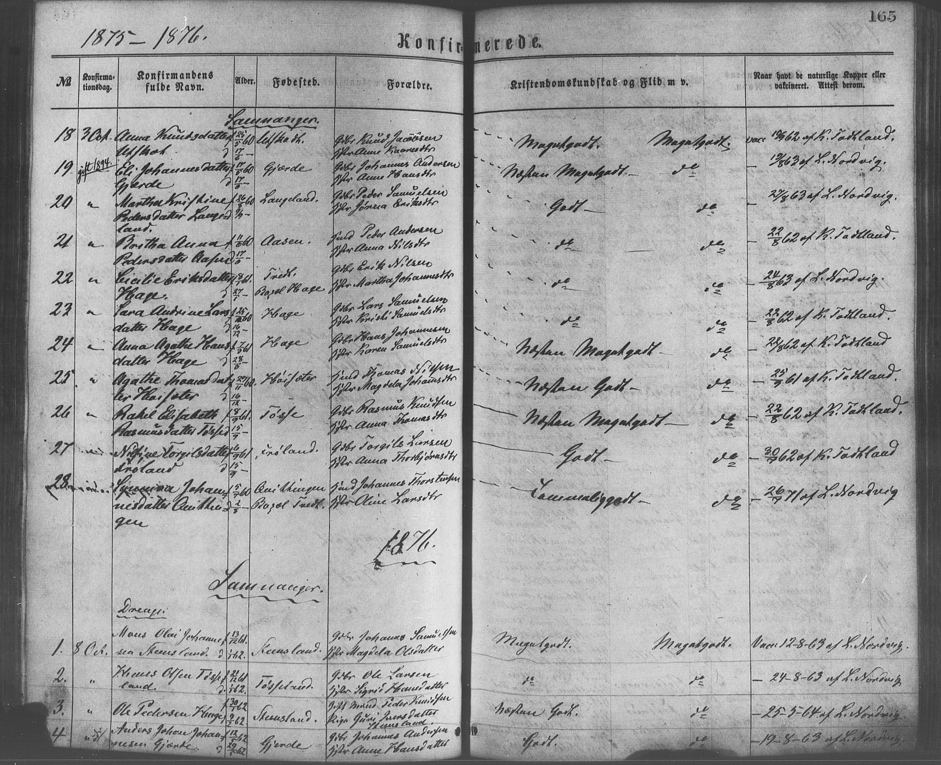 Os sokneprestembete, AV/SAB-A-99929: Parish register (official) no. A 18, 1874-1884, p. 165