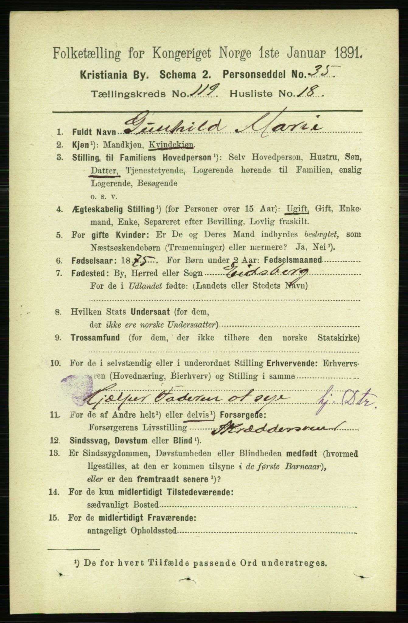 RA, 1891 census for 0301 Kristiania, 1891, p. 63925