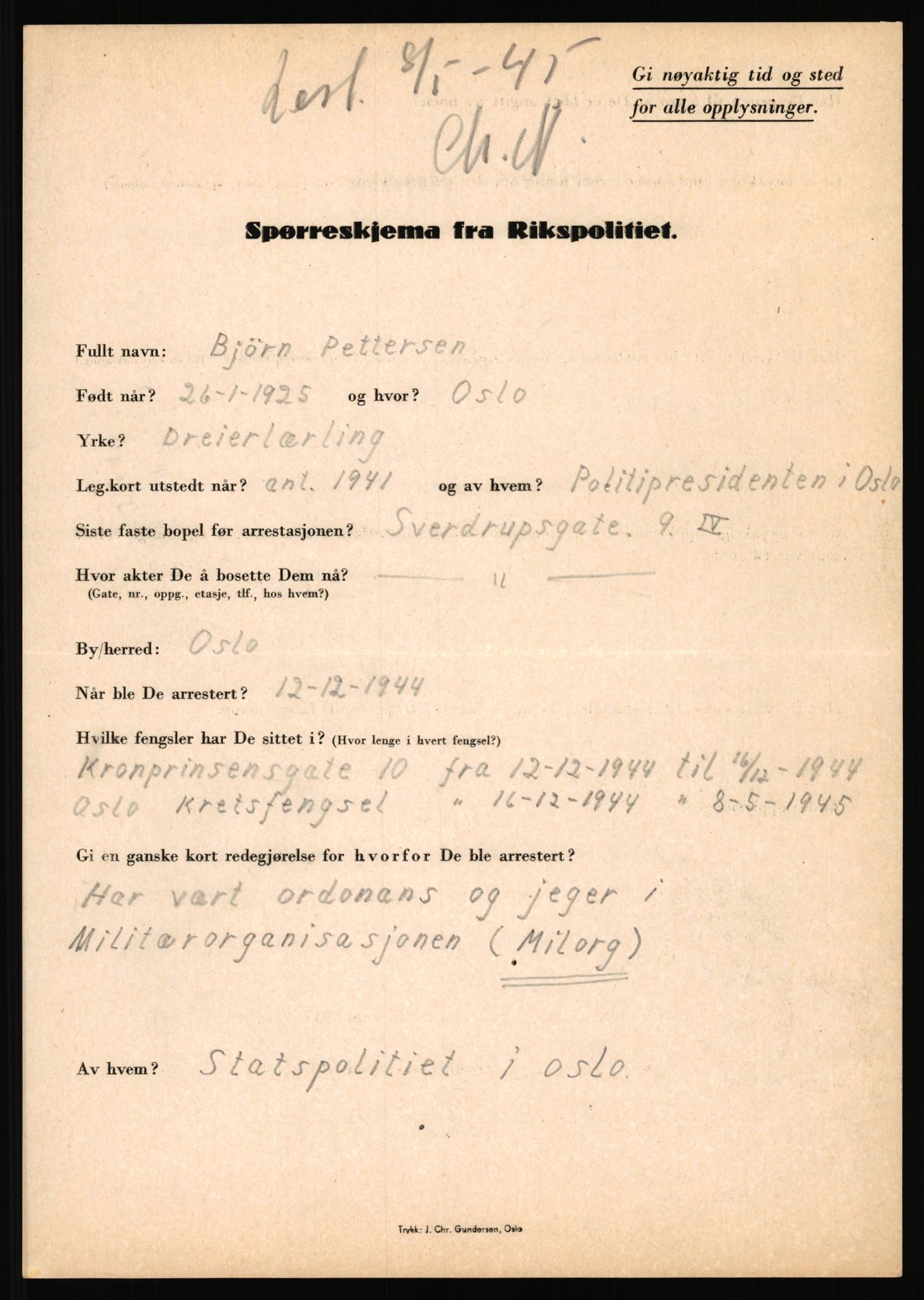 Rikspolitisjefen, AV/RA-S-1560/L/L0014: Pettersen, Aksel - Savosnick, Ernst, 1940-1945, p. 23