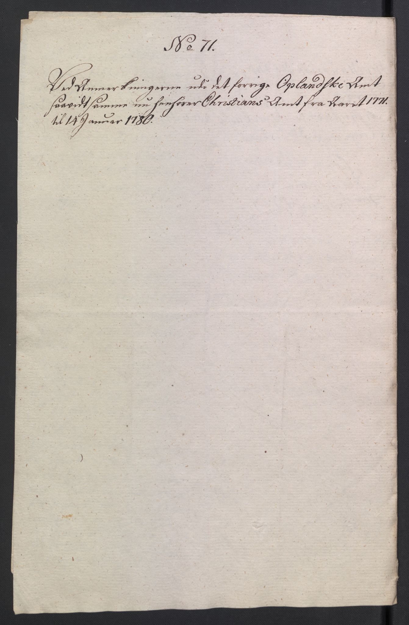 Rentekammeret inntil 1814, Reviderte regnskaper, Mindre regnskaper, AV/RA-EA-4068/Rb/L0014: Opplands amt, 1771-1779, p. 3