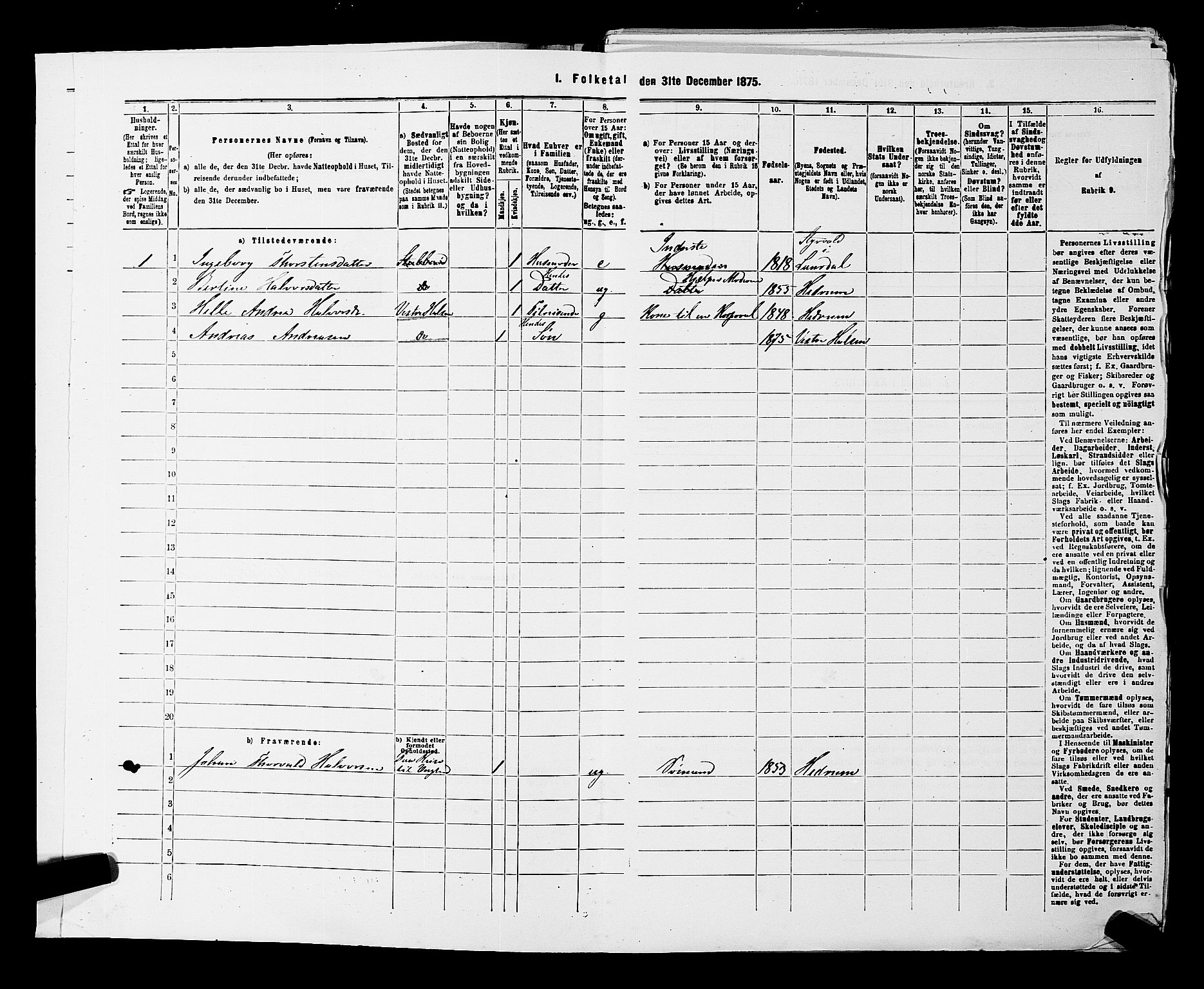 SAKO, 1875 census for 0727P Hedrum, 1875, p. 216