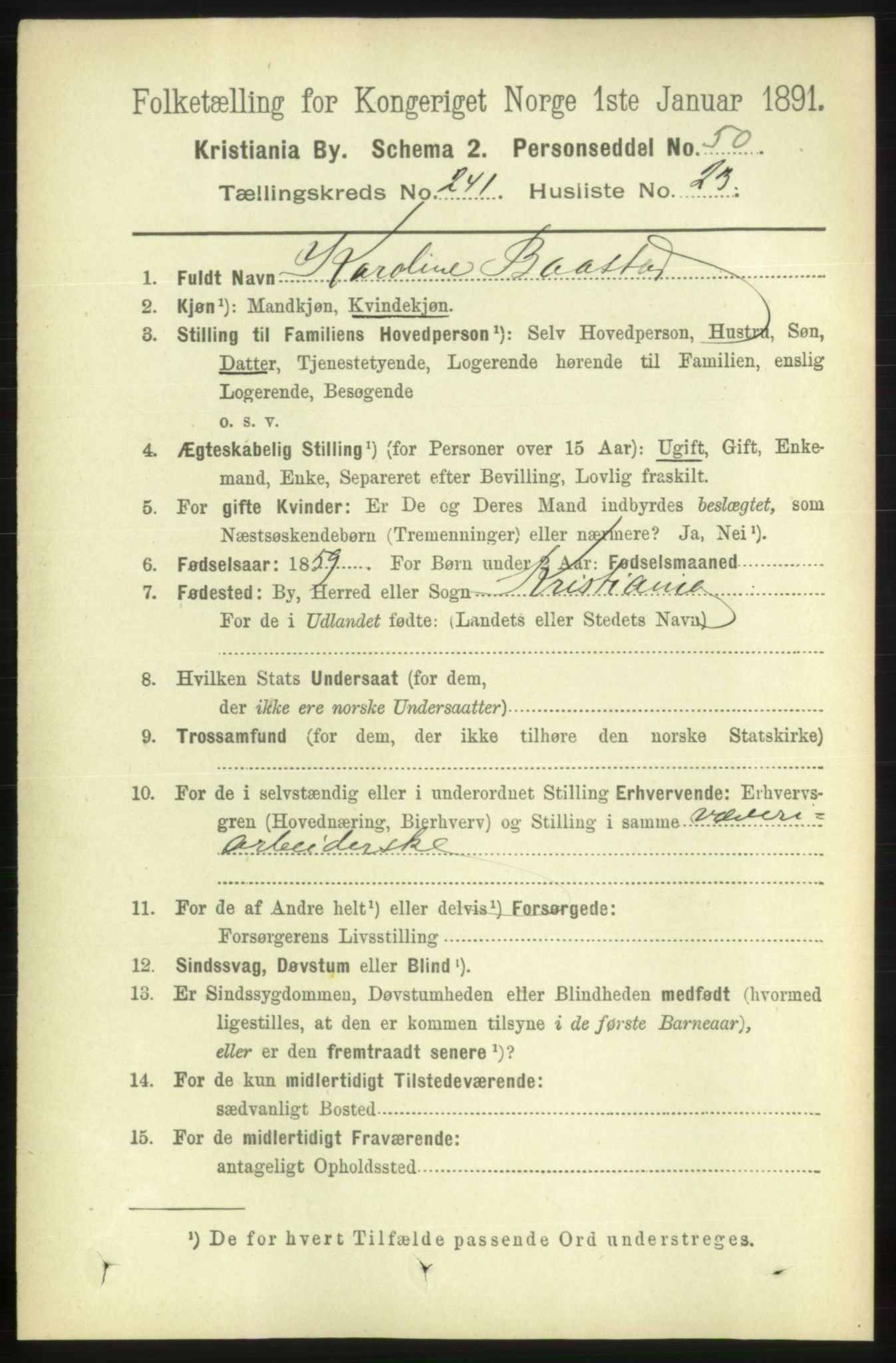 RA, 1891 census for 0301 Kristiania, 1891, p. 147012