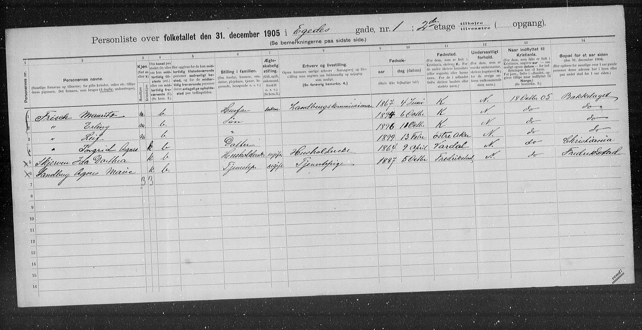 OBA, Municipal Census 1905 for Kristiania, 1905, p. 9789