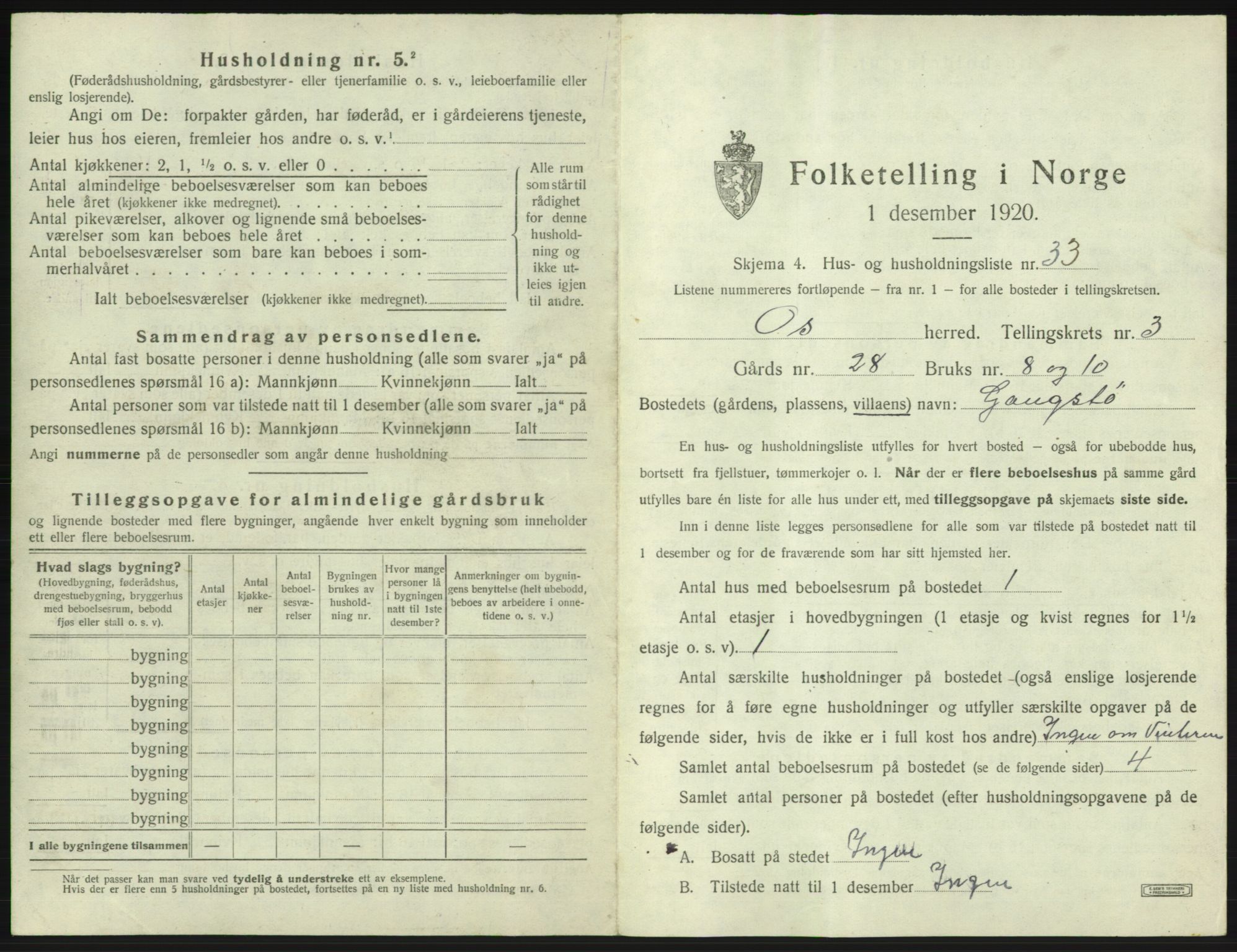 SAB, 1920 census for Os, 1920, p. 318