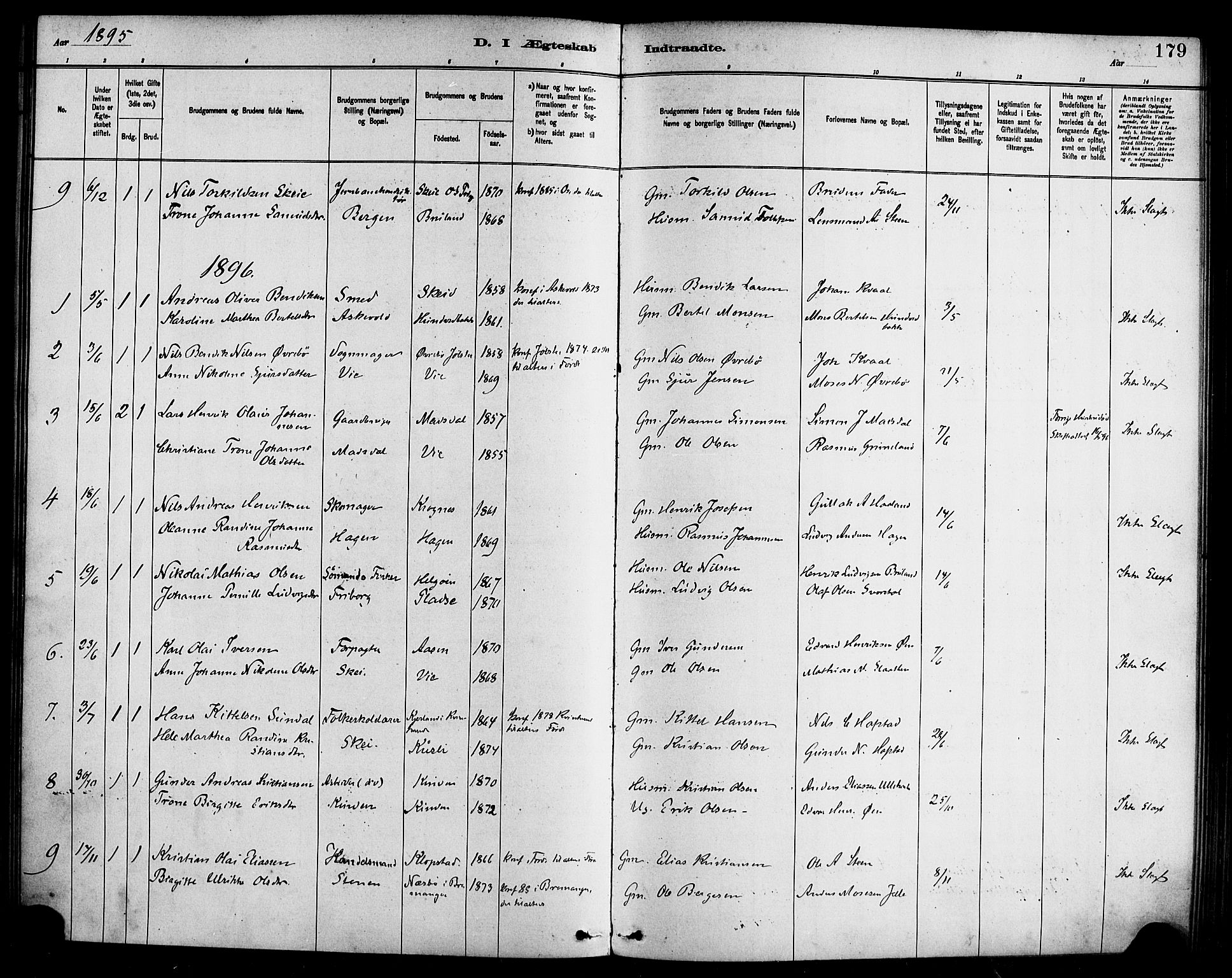 Førde sokneprestembete, SAB/A-79901/H/Haa/Haab/L0001: Parish register (official) no. B 1, 1880-1898, p. 179