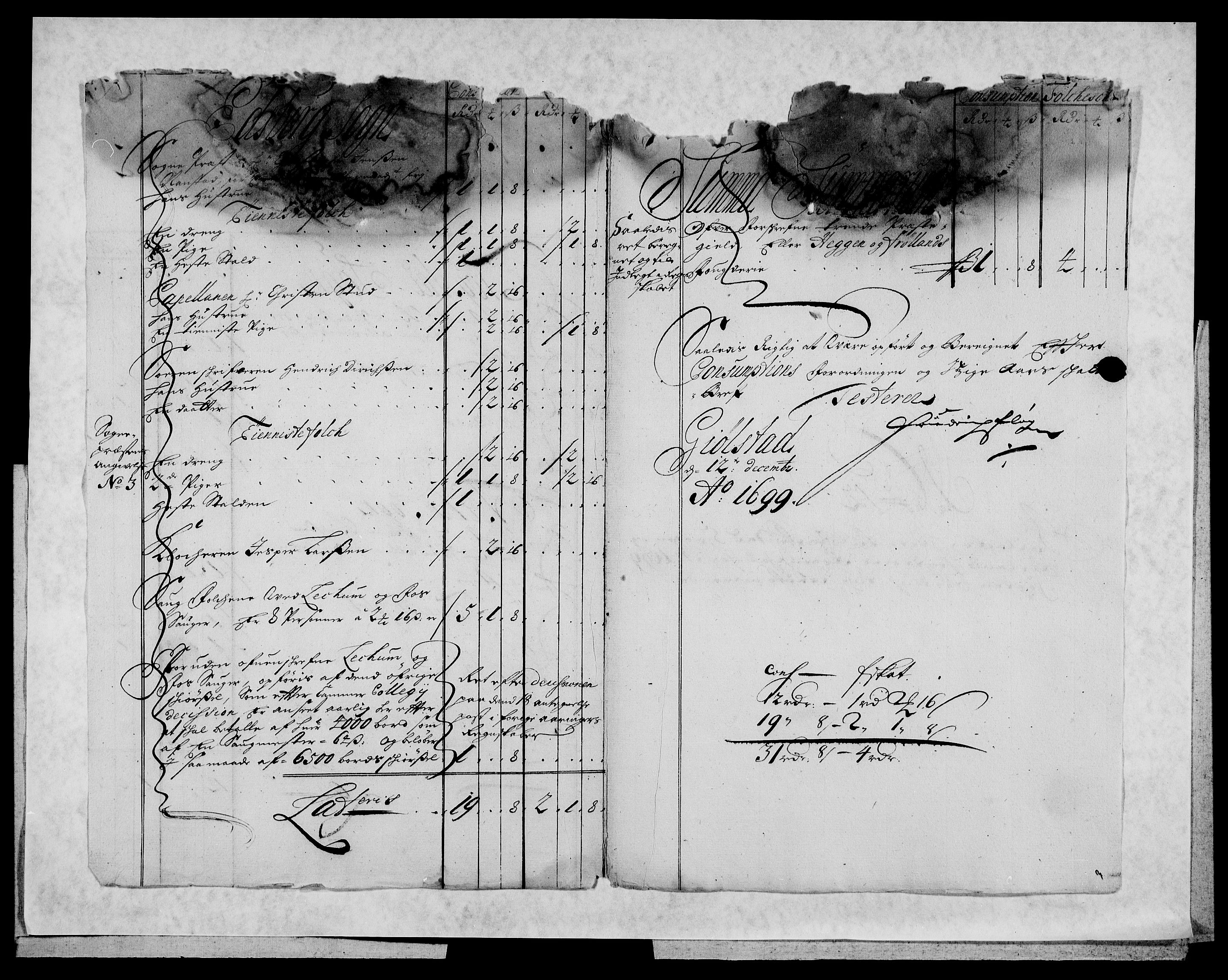 Rentekammeret inntil 1814, Reviderte regnskaper, Fogderegnskap, AV/RA-EA-4092/R07/L0289: Fogderegnskap Rakkestad, Heggen og Frøland, 1699, p. 255