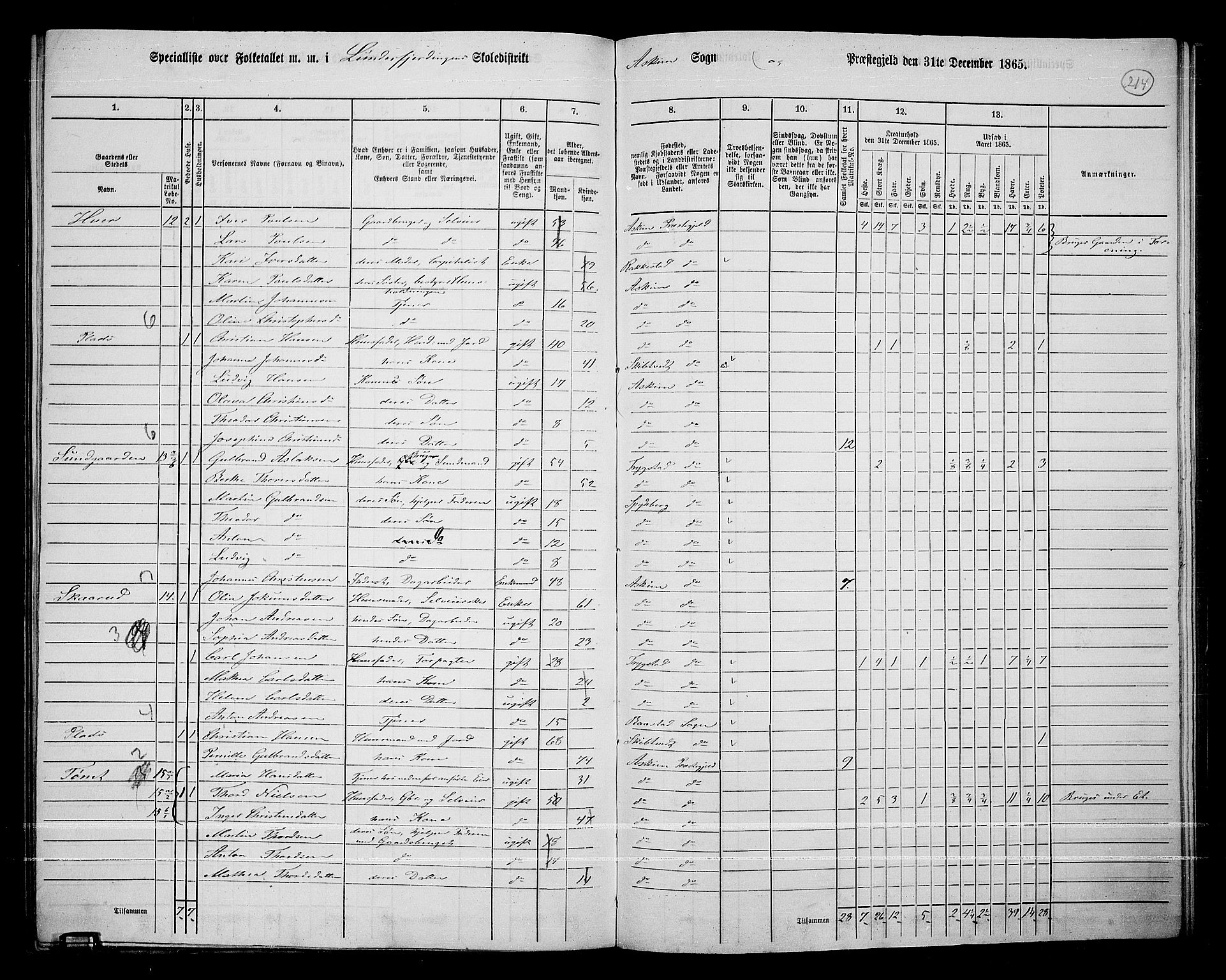 RA, 1865 census for Askim, 1865, p. 71