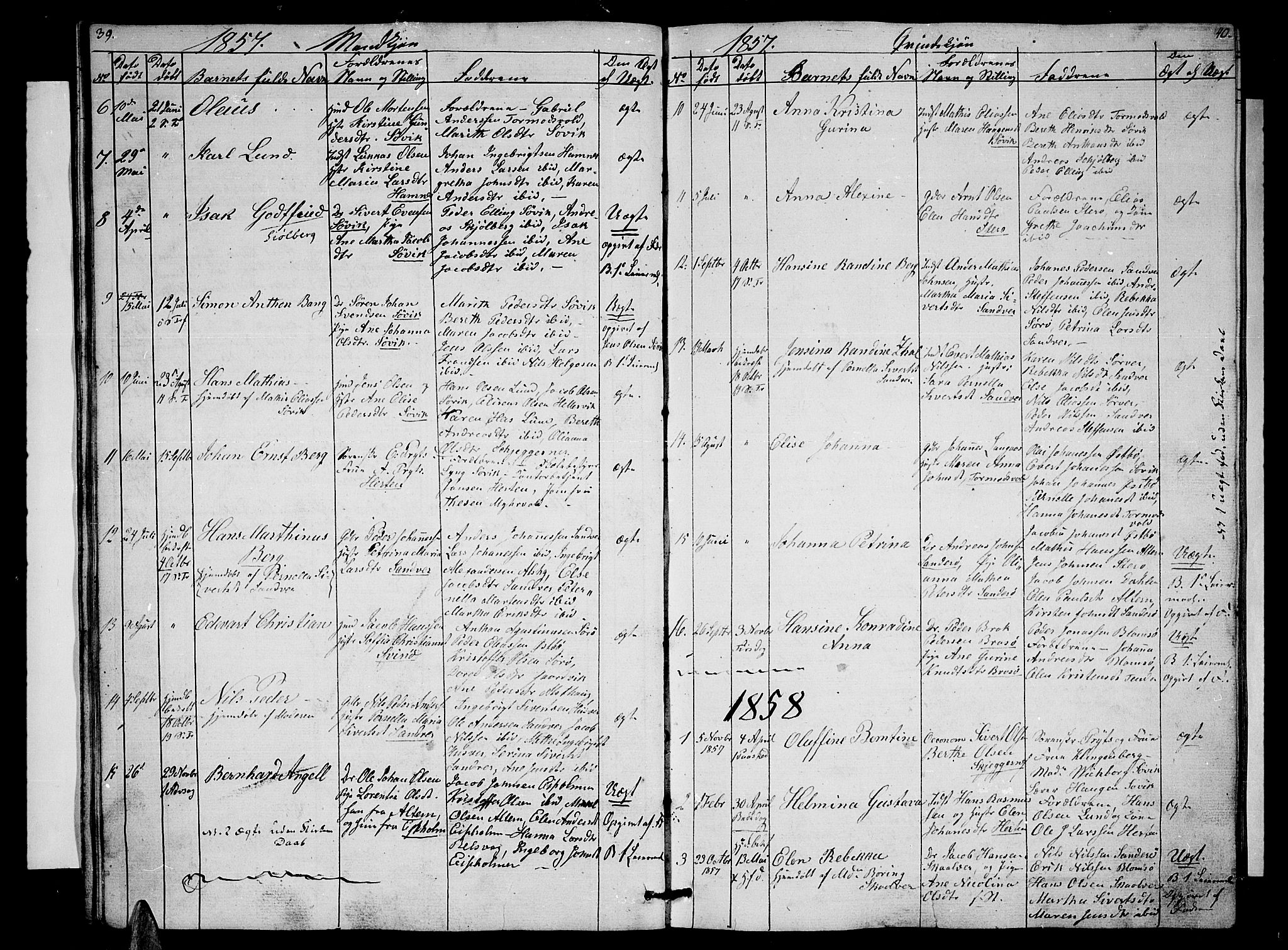 Ministerialprotokoller, klokkerbøker og fødselsregistre - Nordland, AV/SAT-A-1459/830/L0460: Parish register (copy) no. 830C02, 1843-1865, p. 39-40