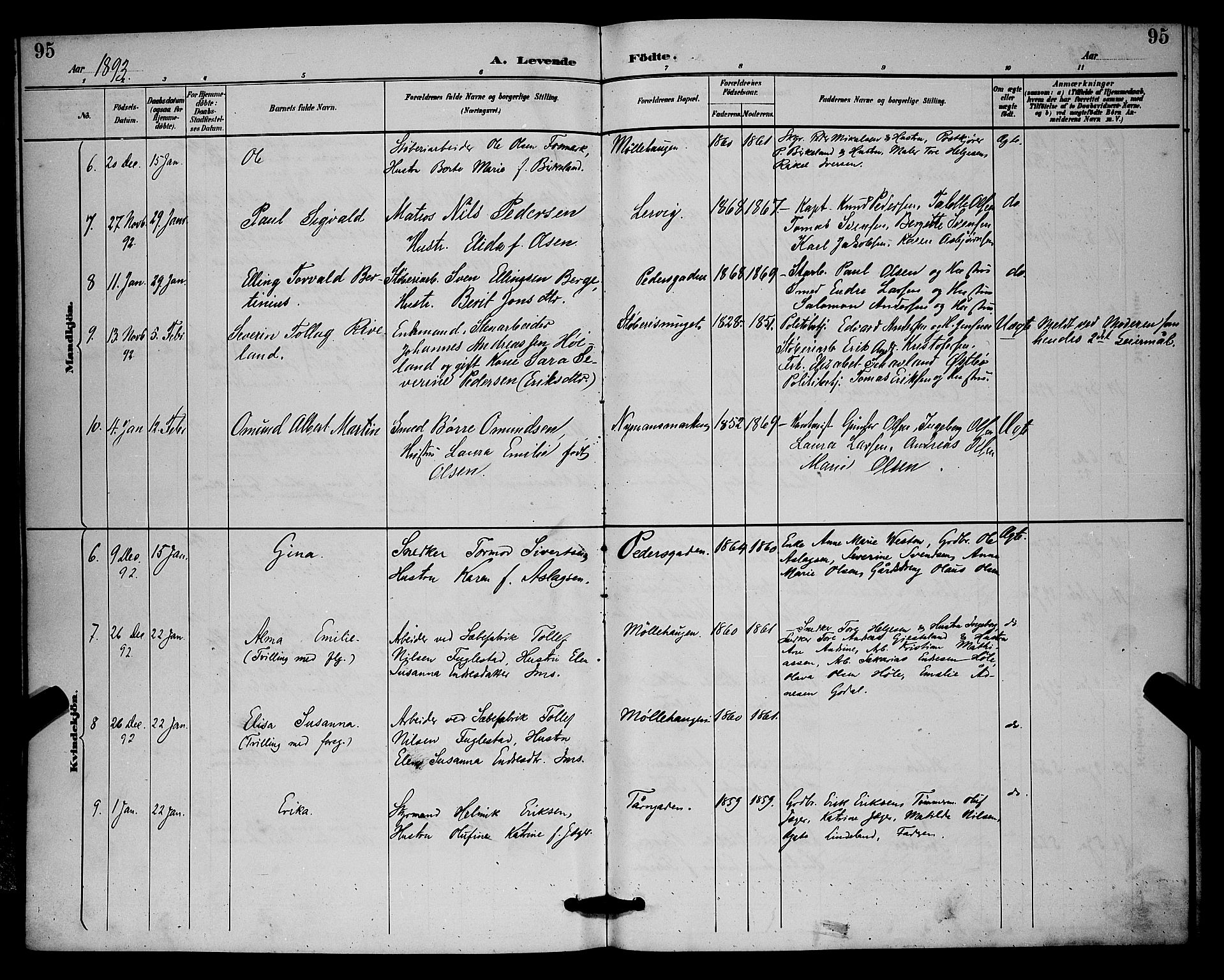 St. Johannes sokneprestkontor, SAST/A-101814/001/30/30BB/L0002: Parish register (copy) no. B 2, 1888-1901, p. 95